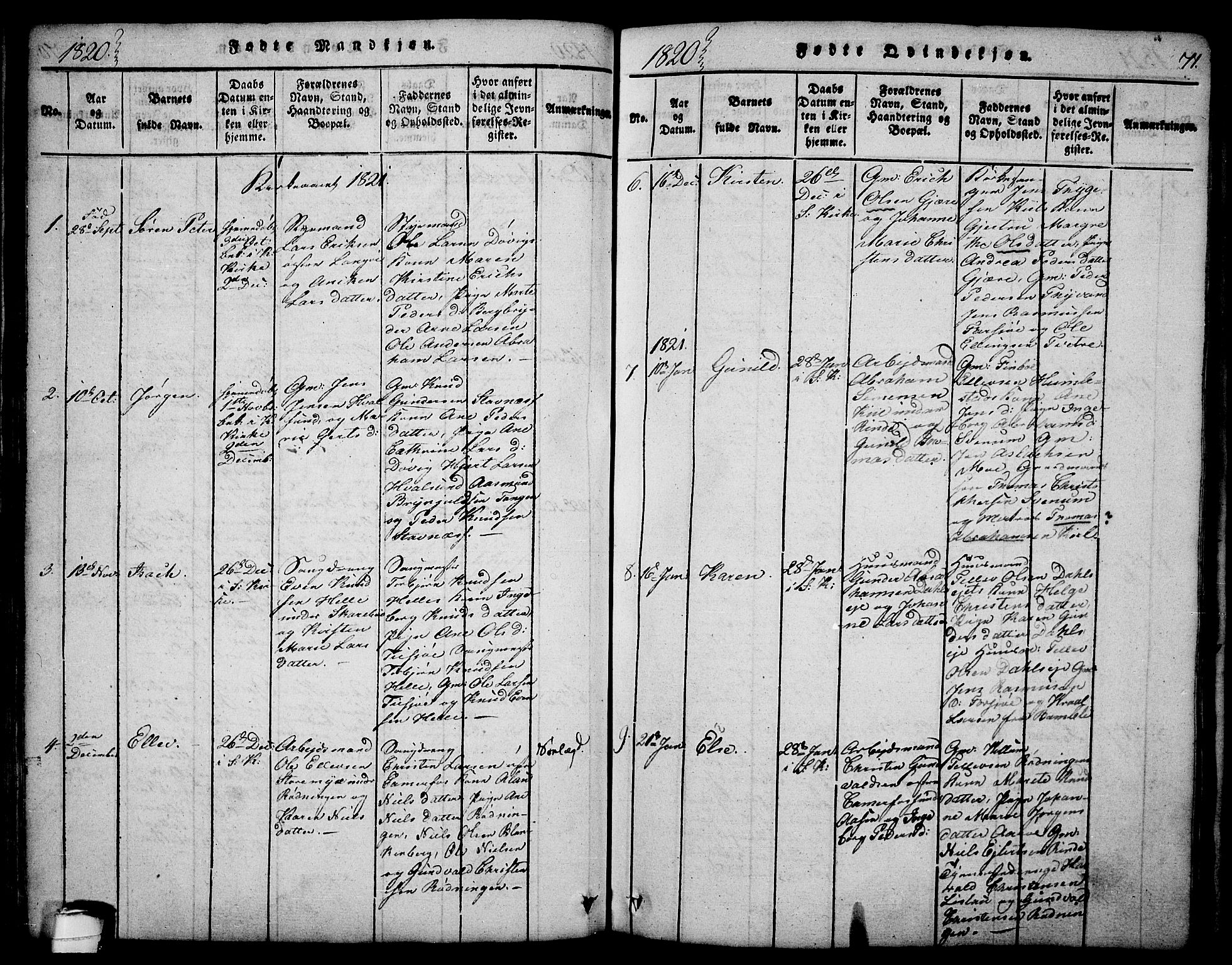 Sannidal kirkebøker, SAKO/A-296/F/Fa/L0004: Parish register (official) no. 4, 1814-1829, p. 71
