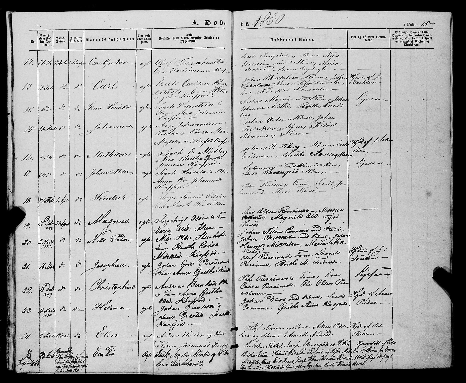 Talvik sokneprestkontor, SATØ/S-1337/H/Ha/L0016kirke: Parish register (official) no. 16, 1847-1857, p. 15
