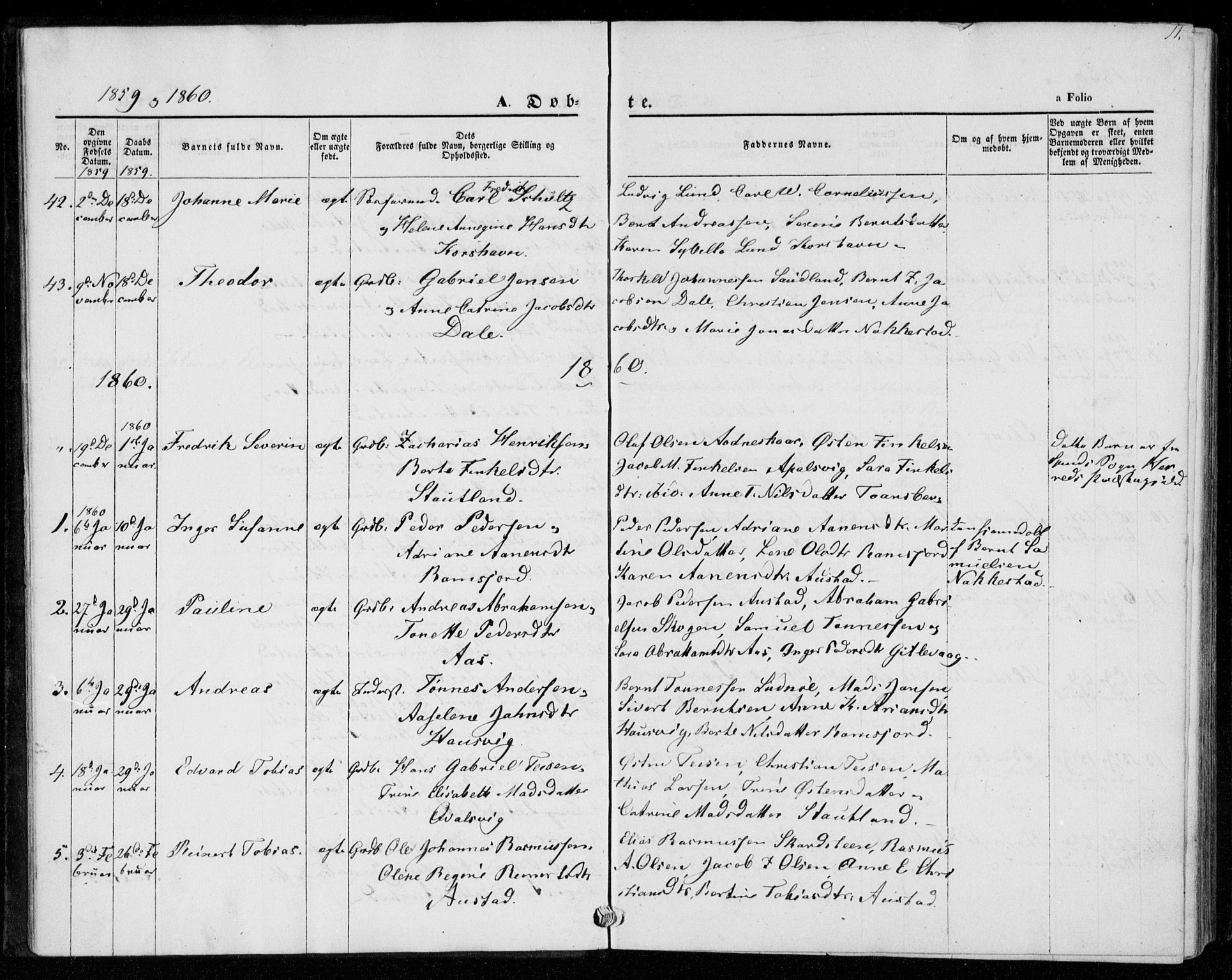 Lyngdal sokneprestkontor, AV/SAK-1111-0029/F/Fa/Faa/L0002: Parish register (official) no. A 2, 1858-1870, p. 11