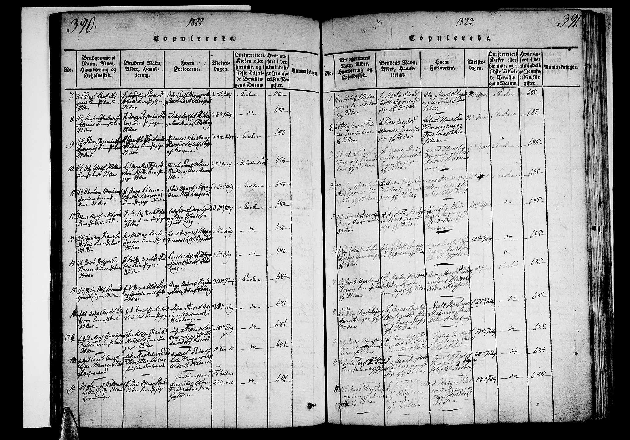 Selje sokneprestembete, SAB/A-99938/H/Ha/Haa/Haaa: Parish register (official) no. A 8, 1816-1828, p. 390-391