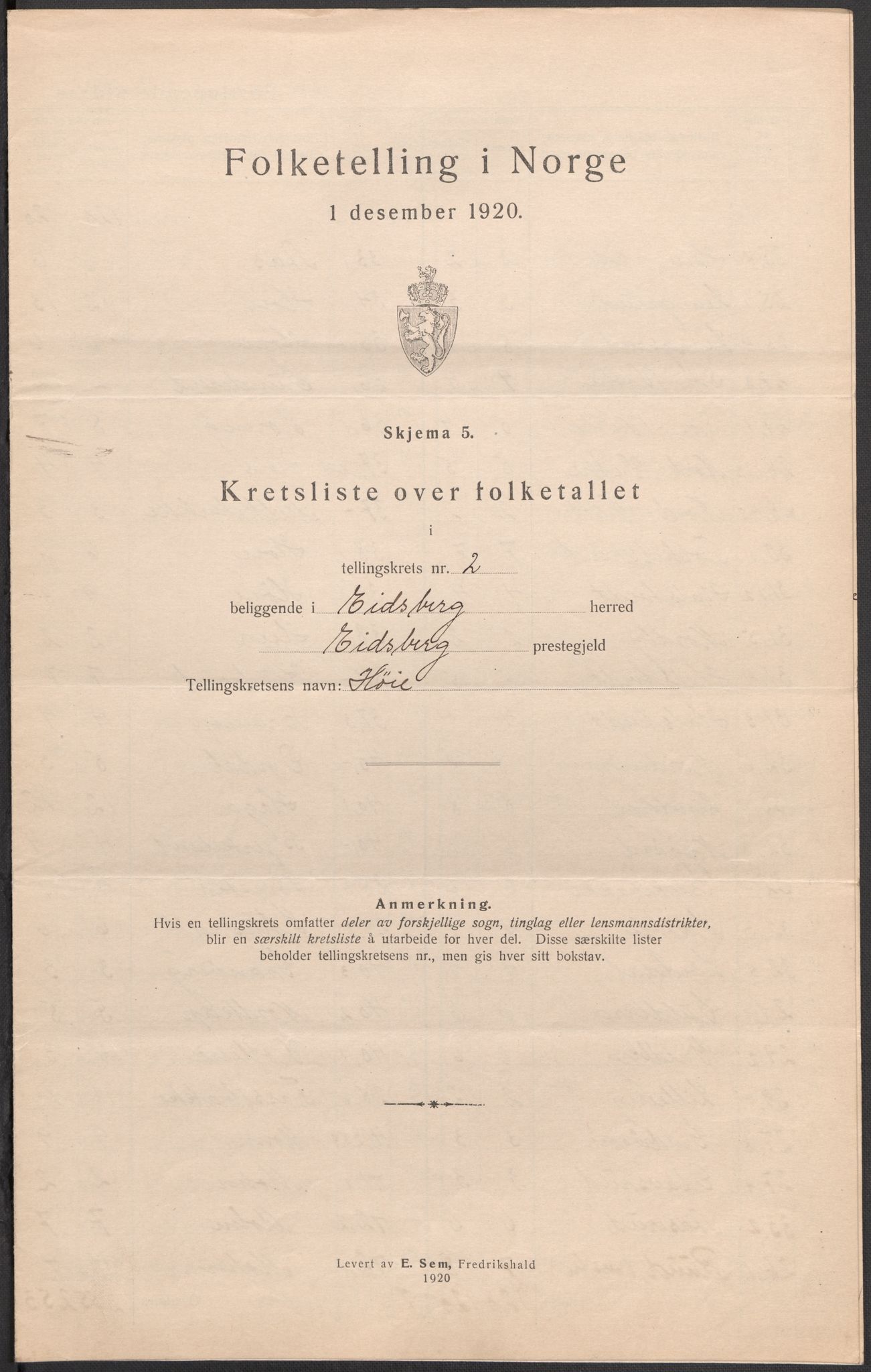 SAO, 1920 census for Eidsberg, 1920, p. 8