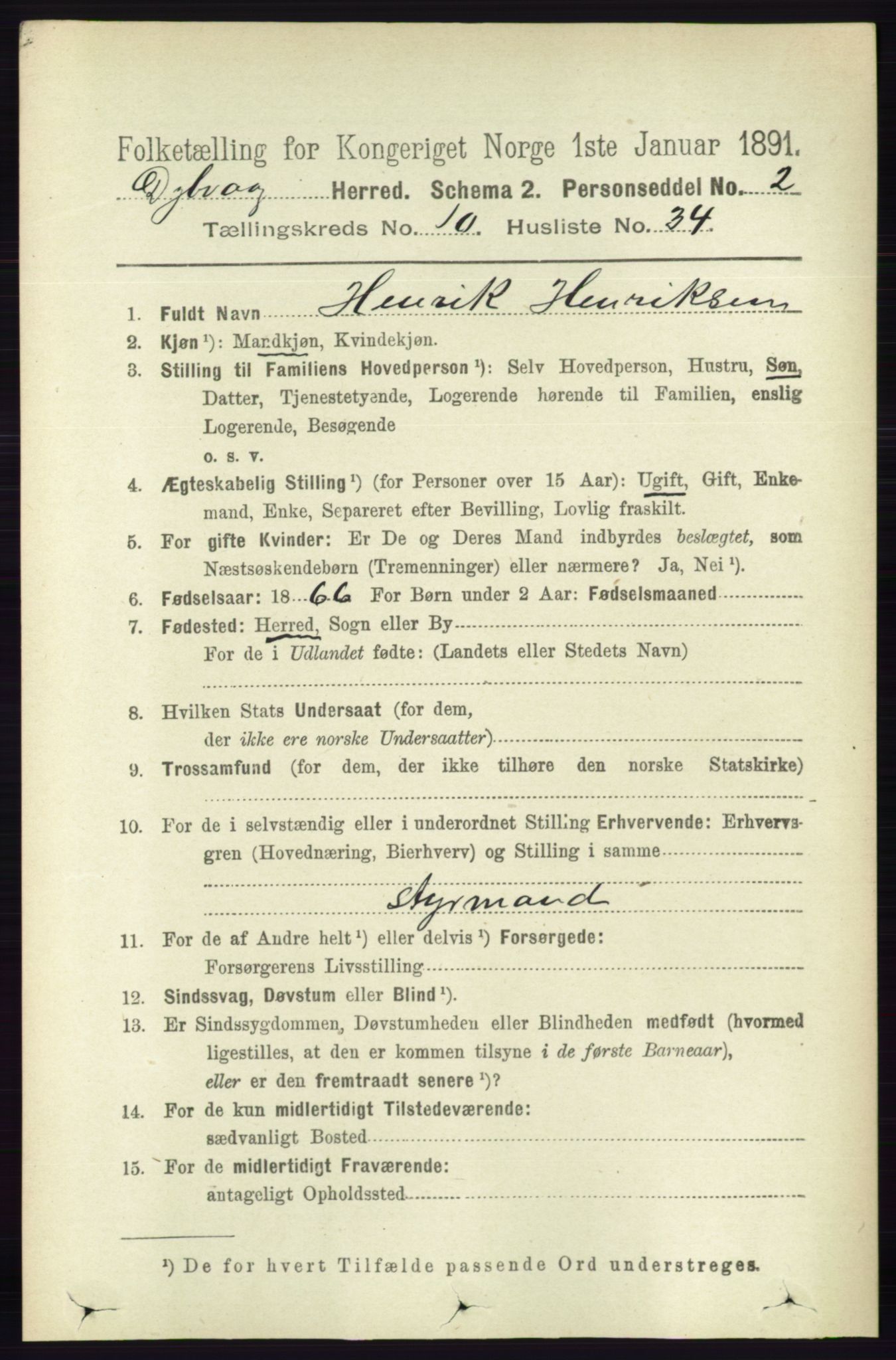 RA, 1891 census for 0915 Dypvåg, 1891, p. 3941