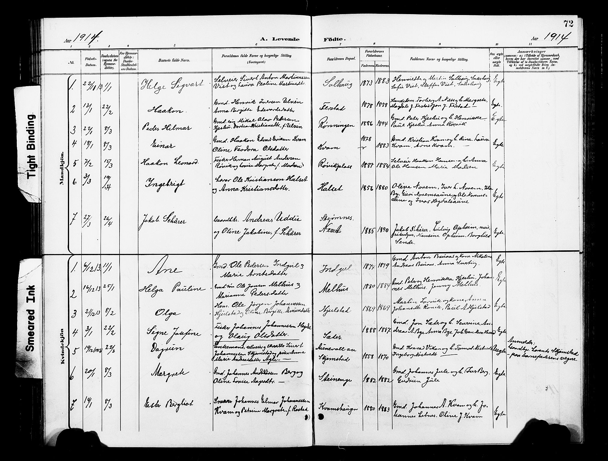 Ministerialprotokoller, klokkerbøker og fødselsregistre - Nord-Trøndelag, SAT/A-1458/730/L0302: Parish register (copy) no. 730C05, 1898-1924, p. 72
