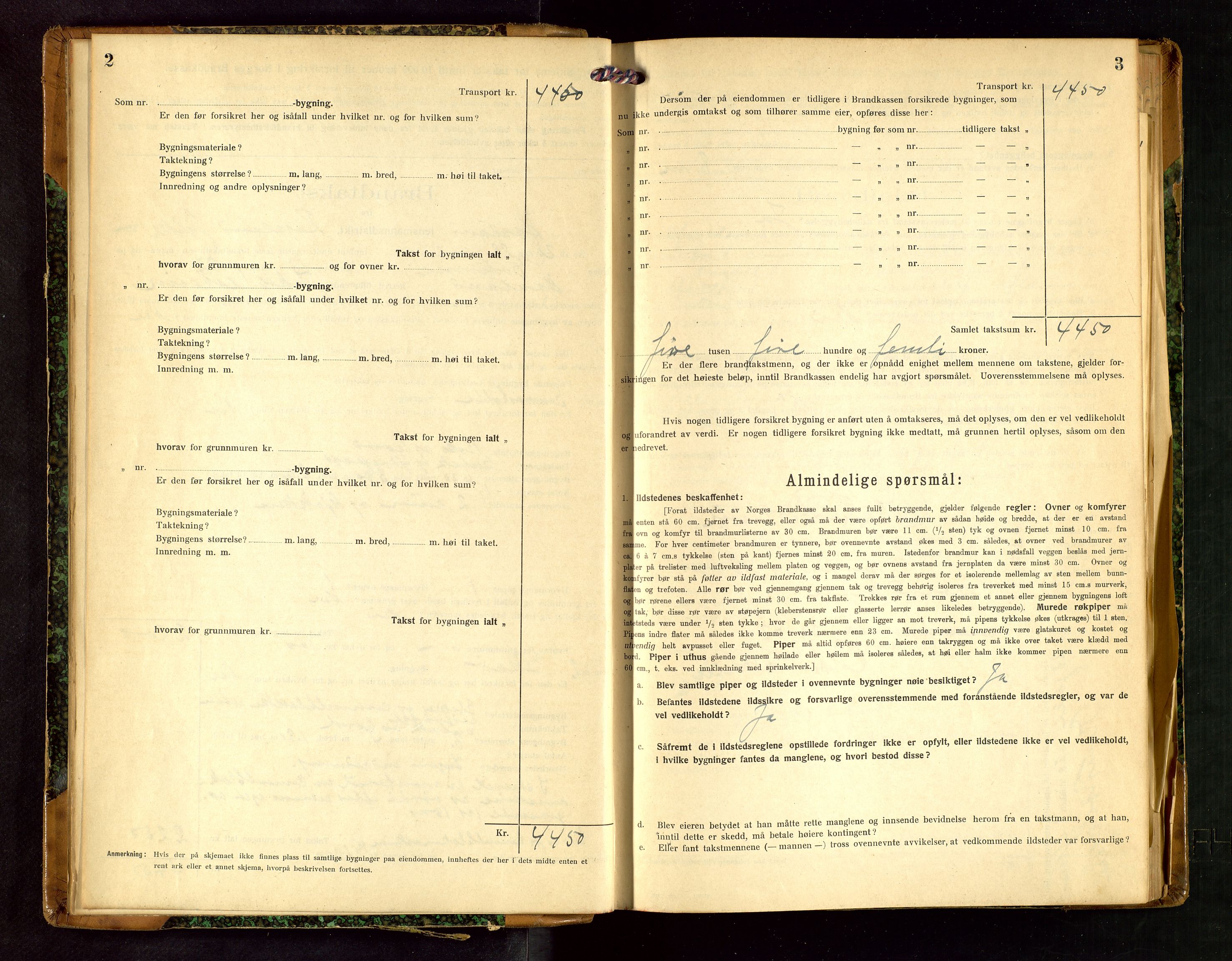 Håland lensmannskontor, AV/SAST-A-100100/Gob/L0007: Branntakstprotokoll - skjematakst. Register i boken., 1920-1925, p. 2-3