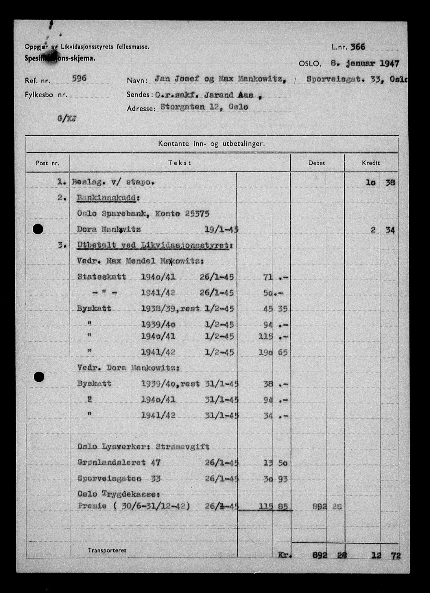 Justisdepartementet, Tilbakeføringskontoret for inndratte formuer, AV/RA-S-1564/H/Hc/Hcc/L0961: --, 1945-1947, p. 467