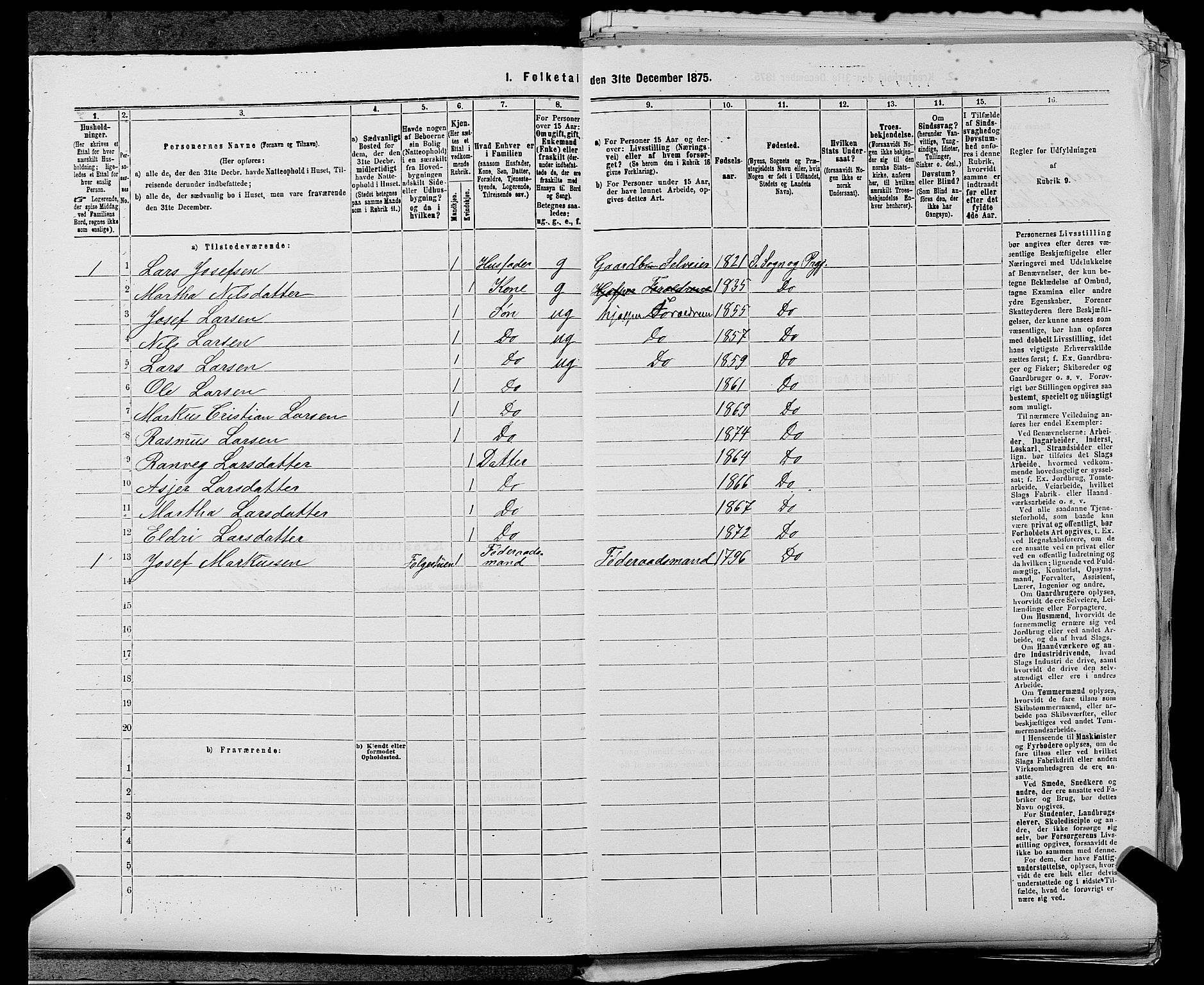 SAST, 1875 census for 1134P Suldal, 1875, p. 38