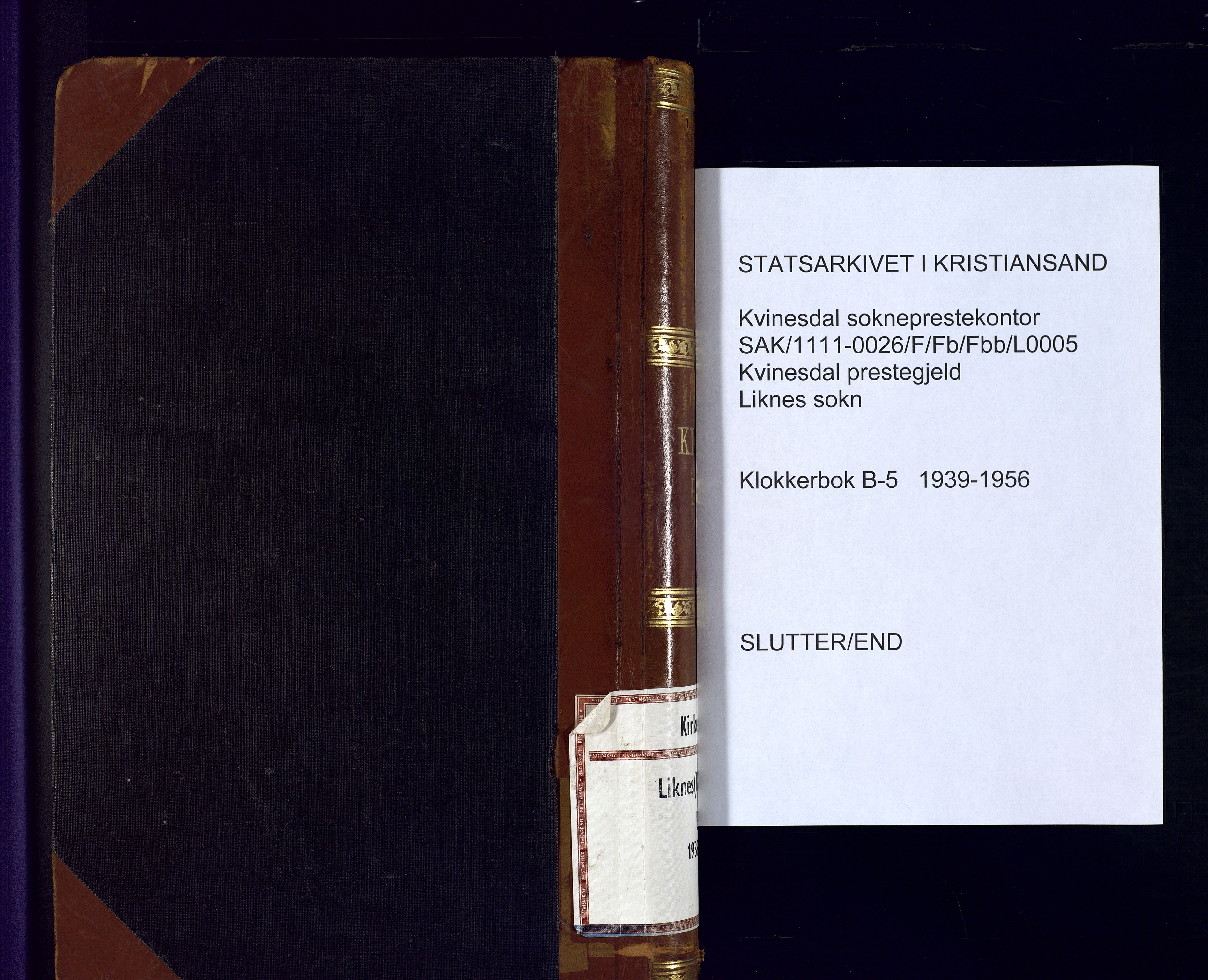 Kvinesdal sokneprestkontor, AV/SAK-1111-0026/F/Fb/Fbb/L0005: Parish register (copy) no. B 5, 1939-1956