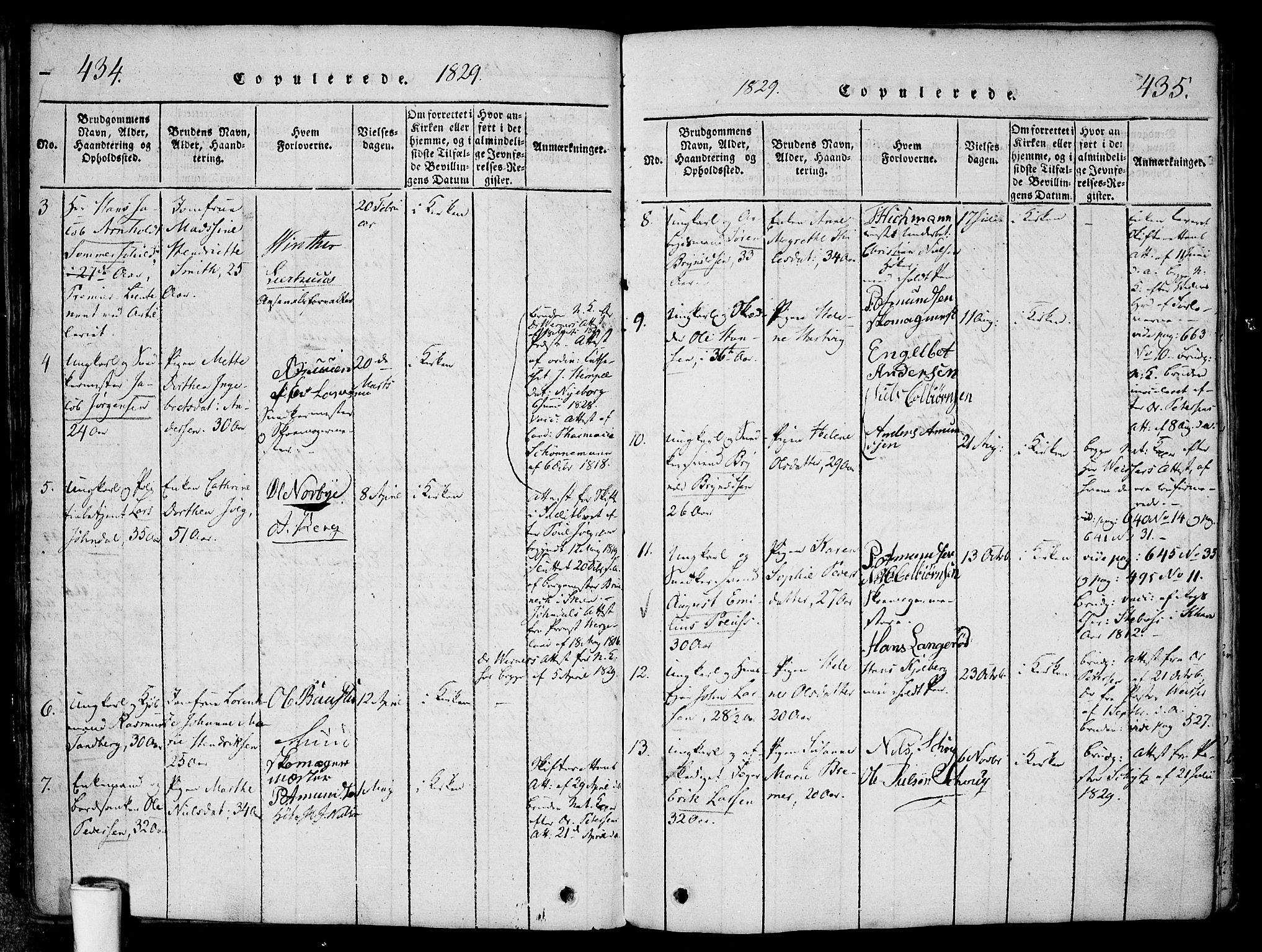 Halden prestekontor Kirkebøker, AV/SAO-A-10909/F/Fa/L0003: Parish register (official) no. I 3, 1815-1834, p. 434-435