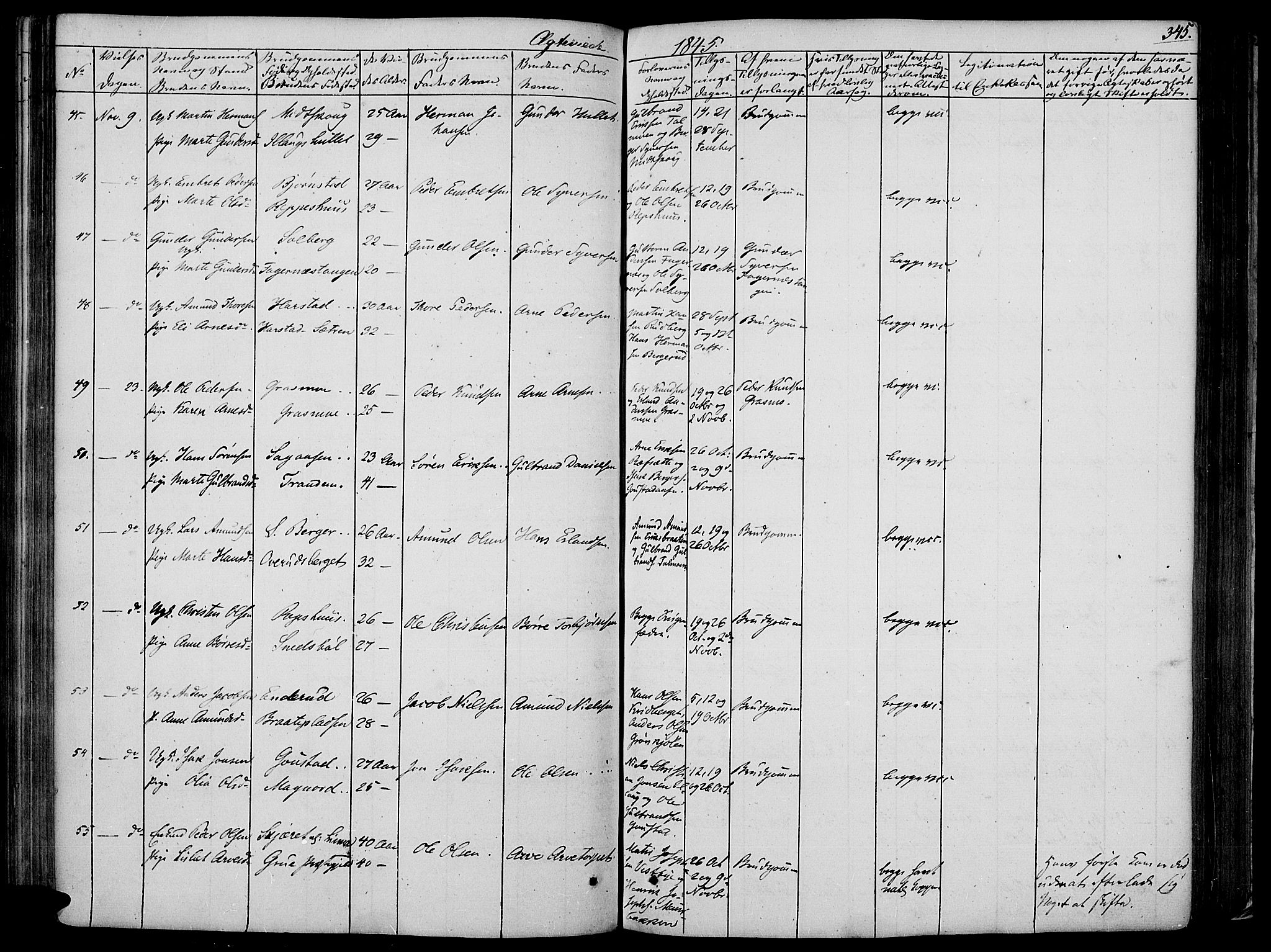 Vinger prestekontor, AV/SAH-PREST-024/H/Ha/Haa/L0008: Parish register (official) no. 8, 1839-1847, p. 345