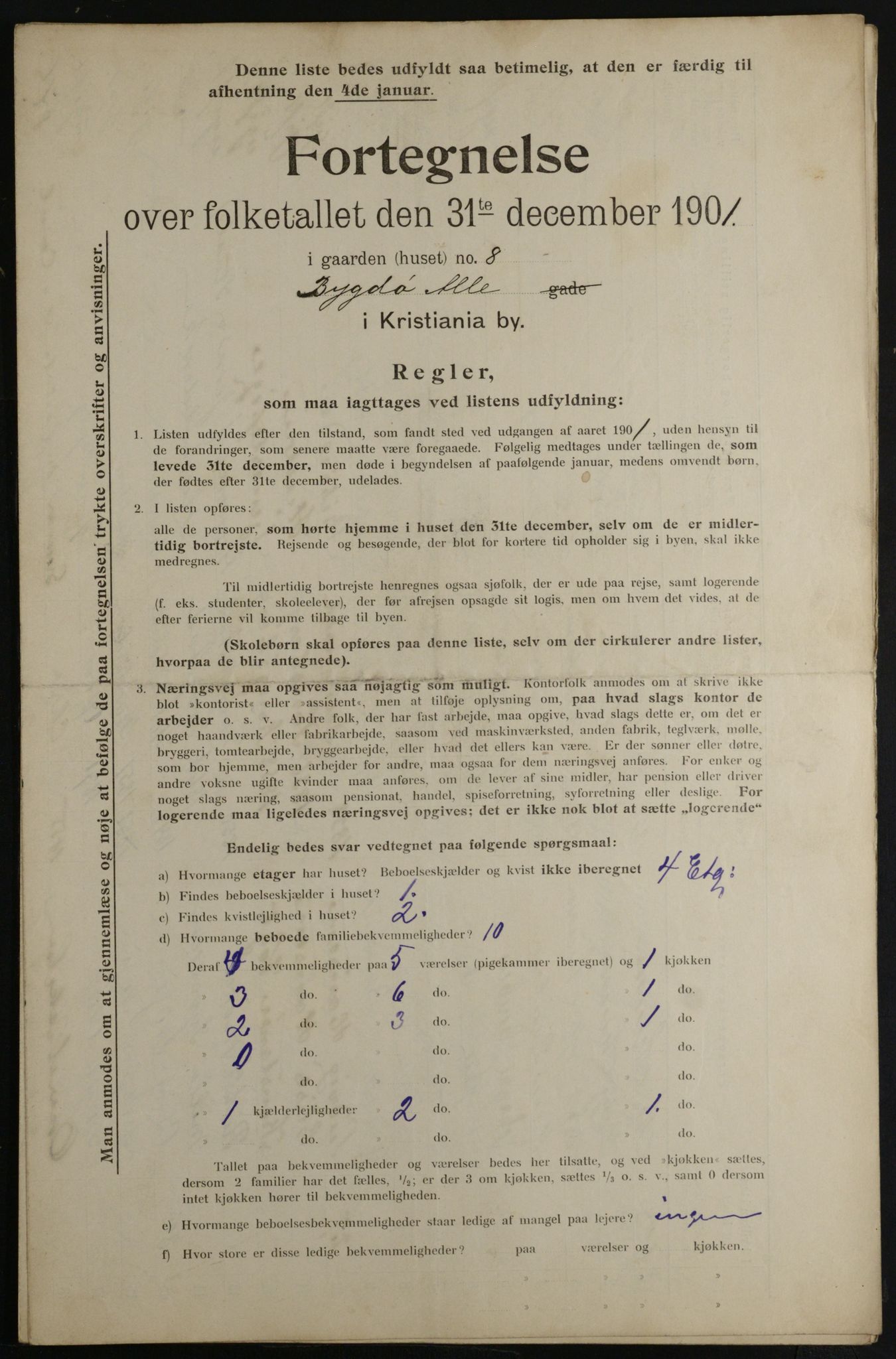 OBA, Municipal Census 1901 for Kristiania, 1901, p. 1722