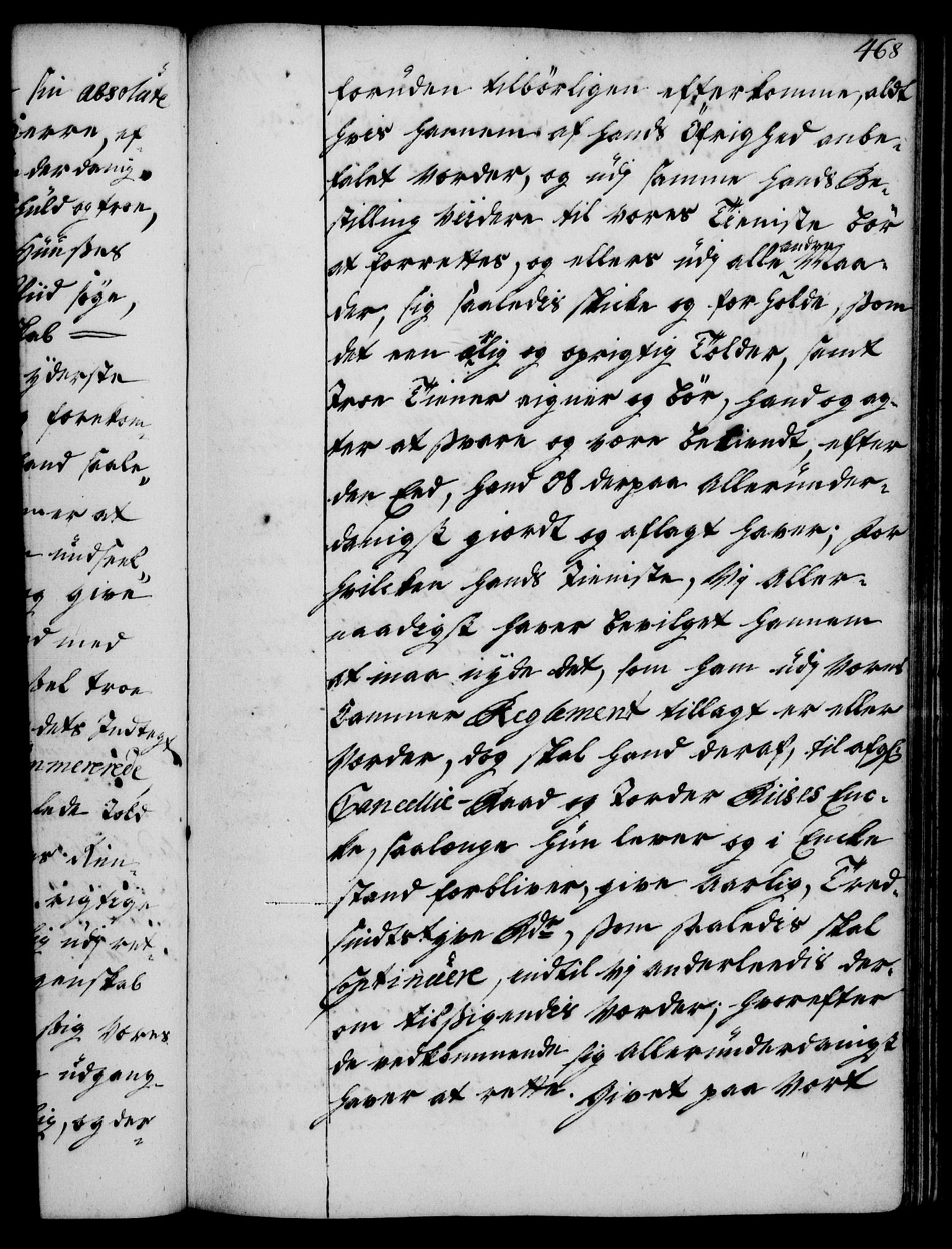 Rentekammeret, Kammerkanselliet, RA/EA-3111/G/Gg/Gge/L0002: Norsk bestallingsprotokoll med register (merket RK 53.26), 1730-1744, p. 468