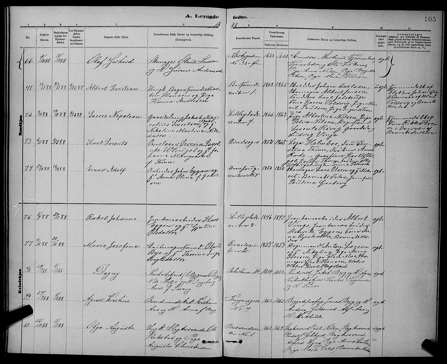 Ministerialprotokoller, klokkerbøker og fødselsregistre - Sør-Trøndelag, AV/SAT-A-1456/601/L0092: Parish register (copy) no. 601C10, 1884-1897, p. 105