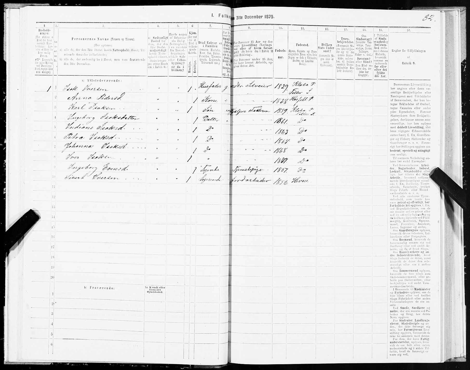 SAT, 1875 census for 1662P Klæbu, 1875, p. 2032