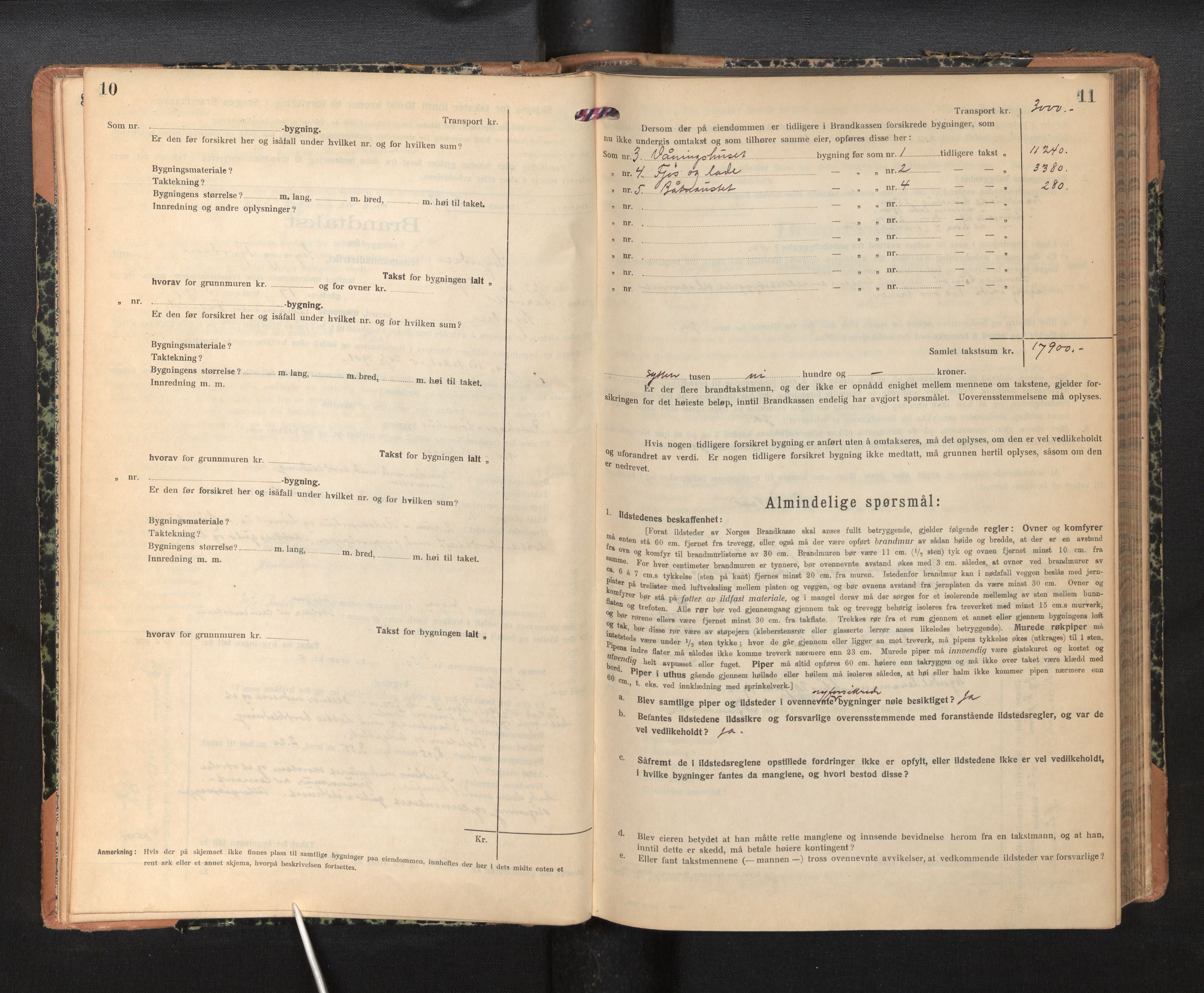 Lensmannen i Sogndal, AV/SAB-A-29901/0012/L0012: Branntakstprotokoll, skjematakst, 1922-1931, p. 10-11