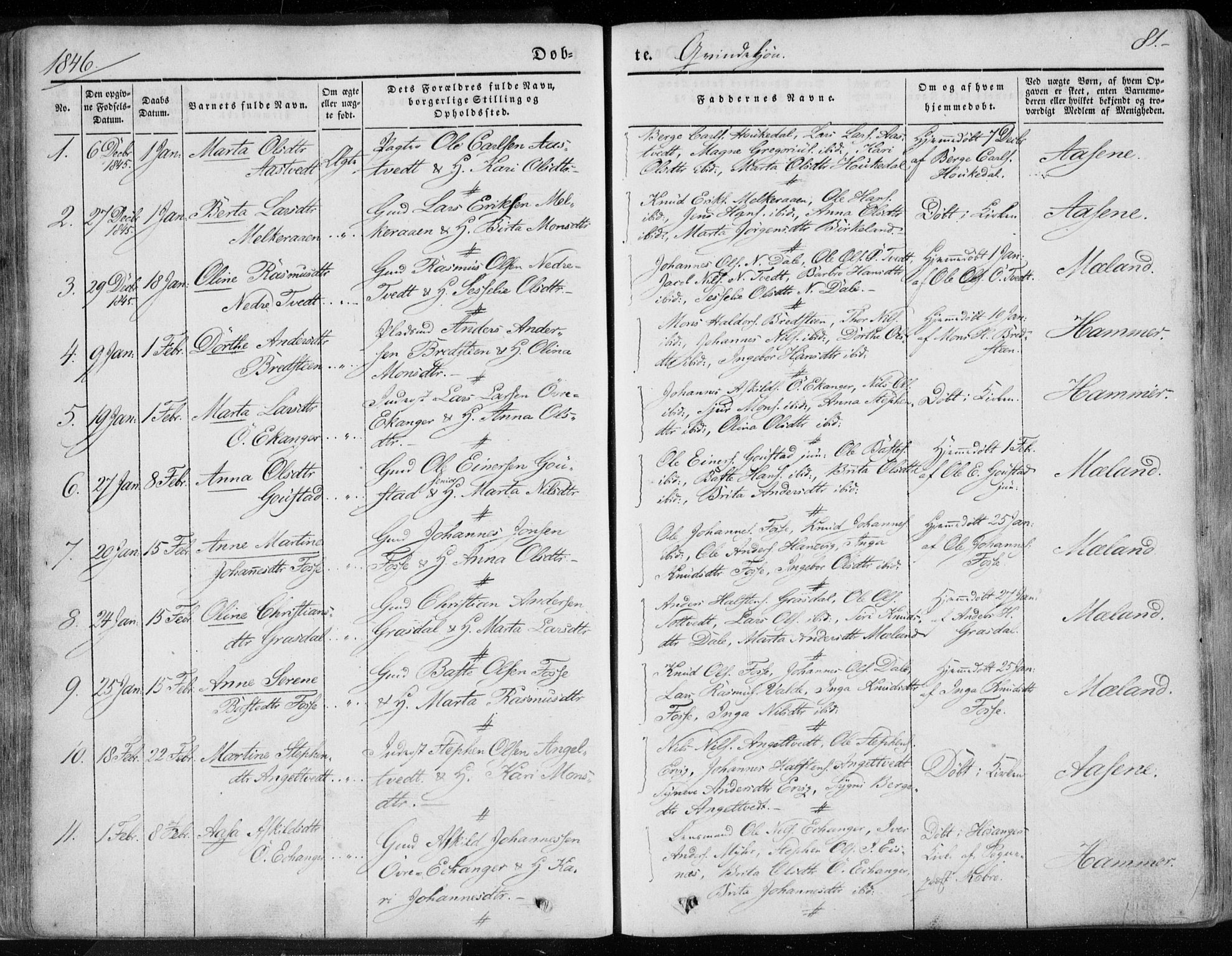 Hamre sokneprestembete, AV/SAB-A-75501/H/Ha/Haa/Haaa/L0013: Parish register (official) no. A 13, 1846-1857, p. 81