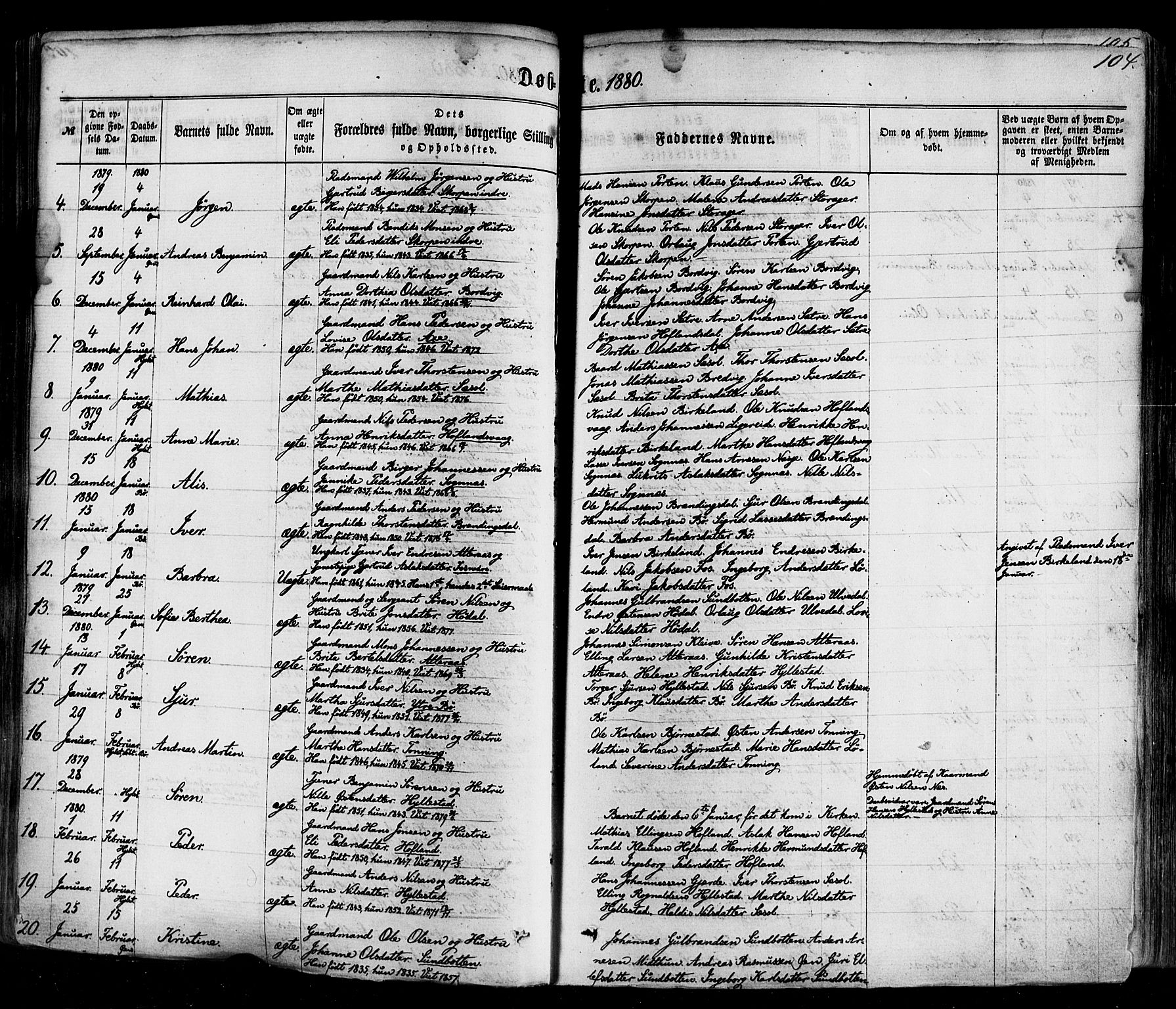 Hyllestad sokneprestembete, AV/SAB-A-80401: Parish register (official) no. A 1, 1861-1886, p. 104