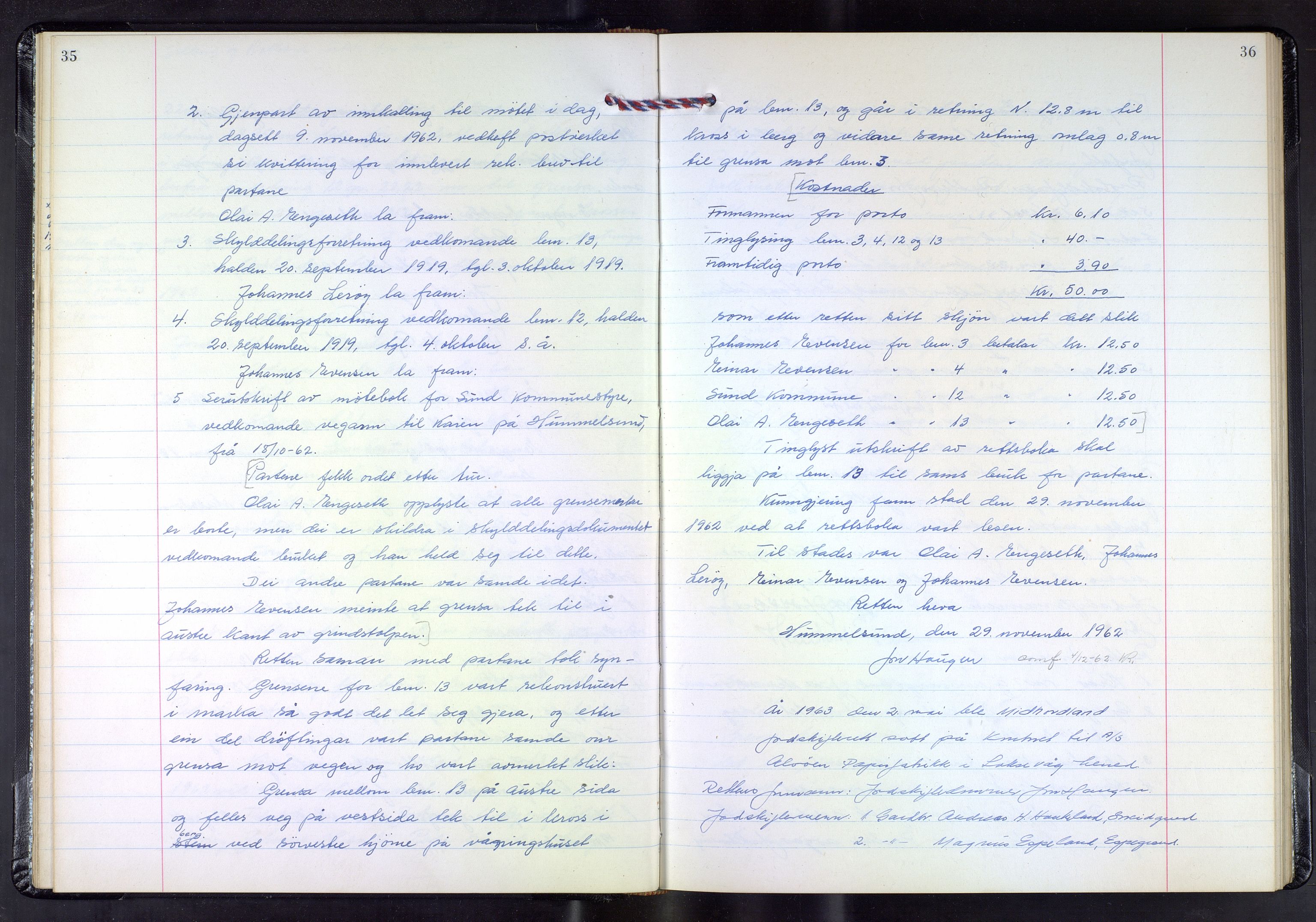 Hordaland jordskiftedøme - III Midhordland jordskiftedistrikt, AV/SAB-A-7001/A/Aa/L0035: Forhandlingsprotokoll, 1962-1969, p. 35-36