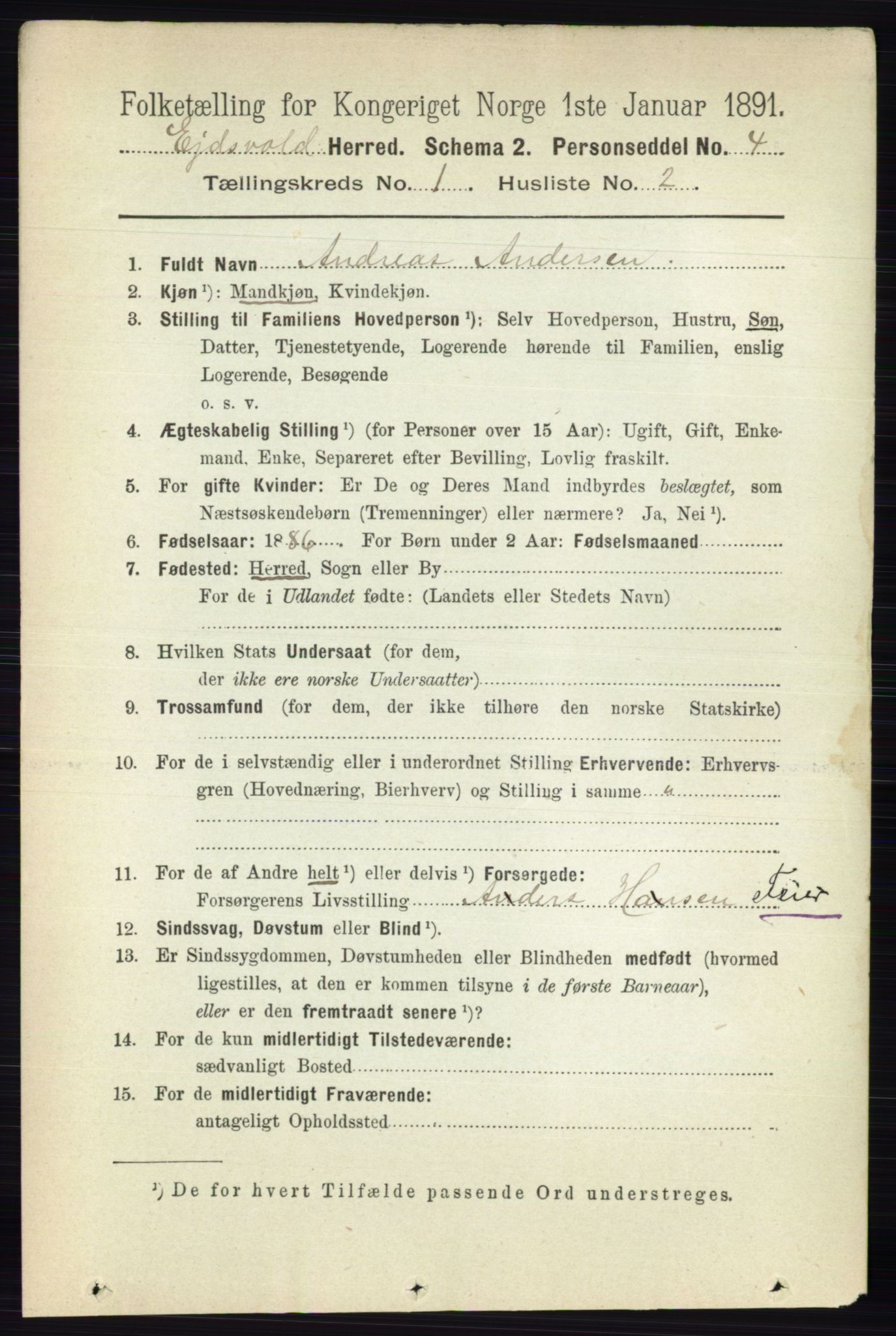 RA, 1891 census for 0237 Eidsvoll, 1891, p. 204