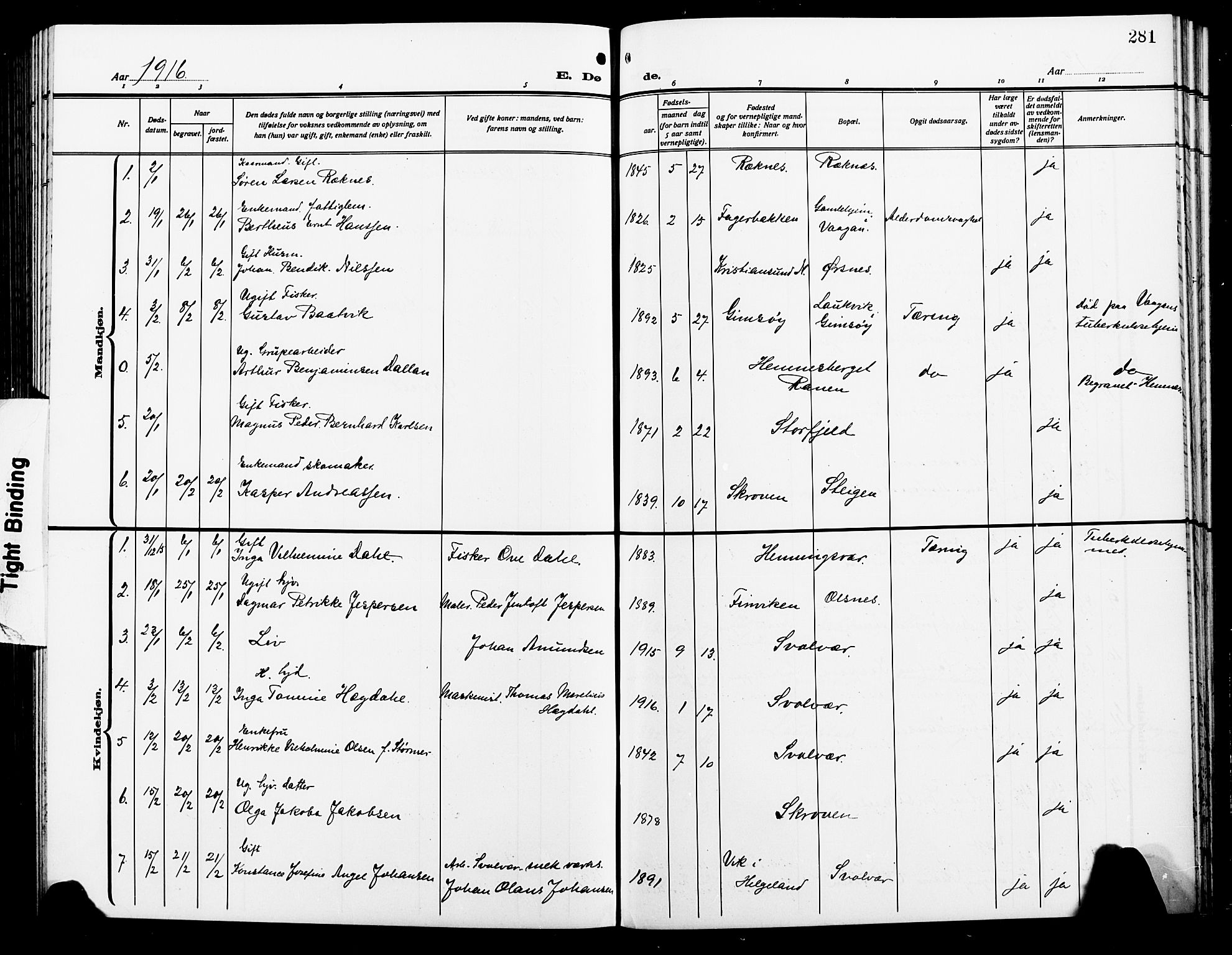 Ministerialprotokoller, klokkerbøker og fødselsregistre - Nordland, AV/SAT-A-1459/874/L1080: Parish register (copy) no. 874C09, 1915-1925, p. 281