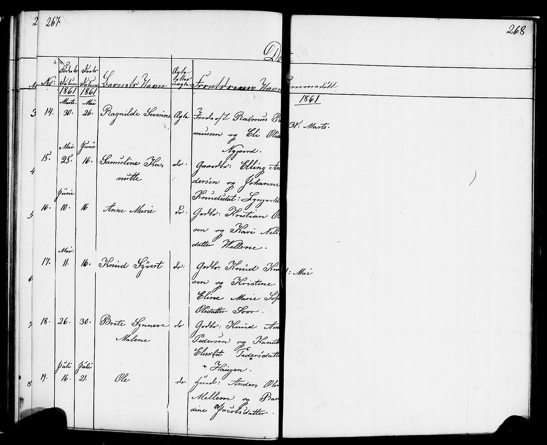 Hornindal sokneprestembete, AV/SAB-A-82401/H/Haa/Haaa/L0001: Parish register (official) no. A 1, 1837-1866, p. 268-269