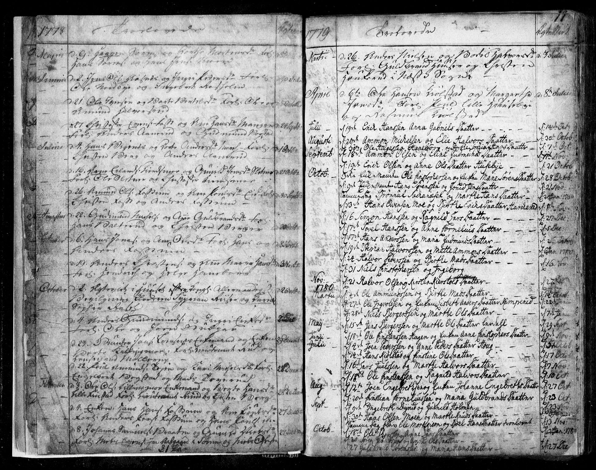 Aurskog prestekontor Kirkebøker, SAO/A-10304a/F/Fa/L0003: Parish register (official) no. I 3, 1767-1807, p. 11