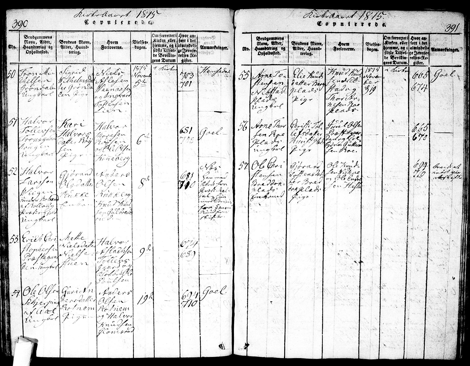 Nes kirkebøker, SAKO/A-236/F/Fa/L0007: Parish register (official) no. 7, 1815-1823, p. 390-391