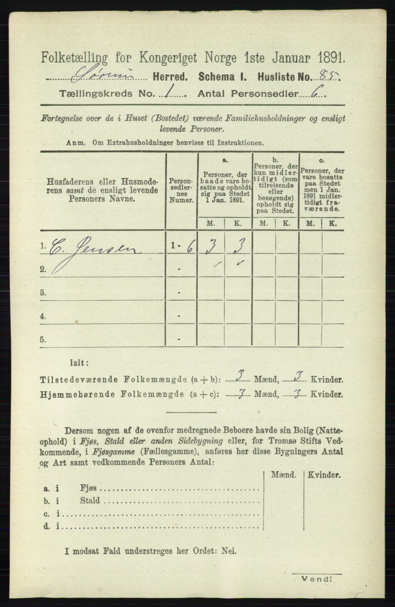 RA, 1891 census for 0226 Sørum, 1891, p. 104