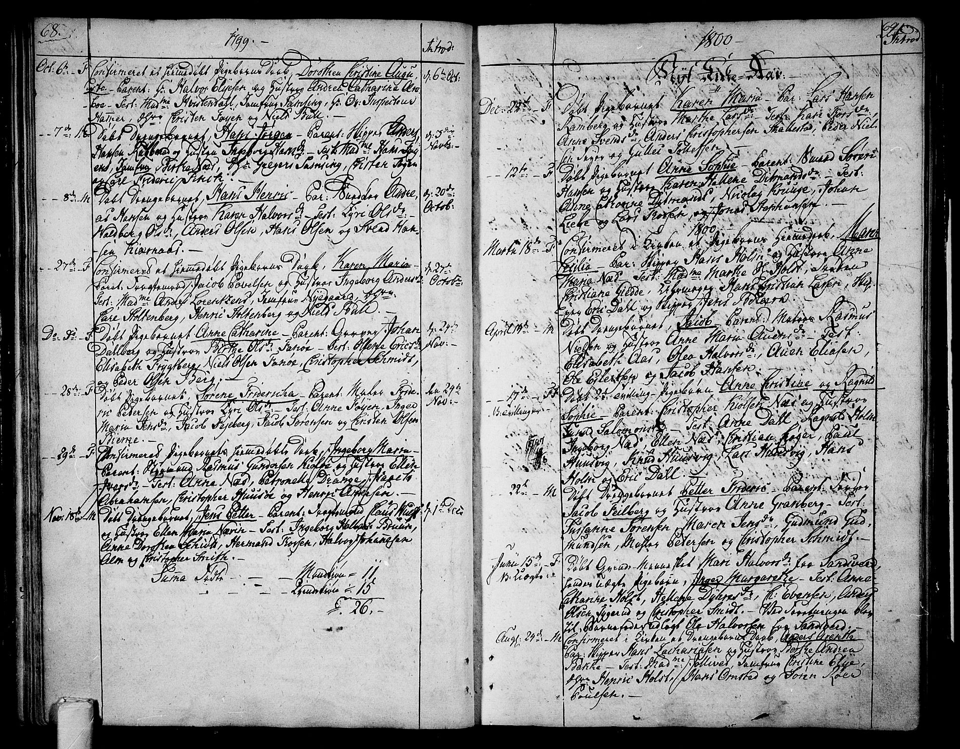 Tønsberg kirkebøker, AV/SAKO-A-330/F/Fa/L0003: Parish register (official) no. I 3, 1797-1814, p. 68-69