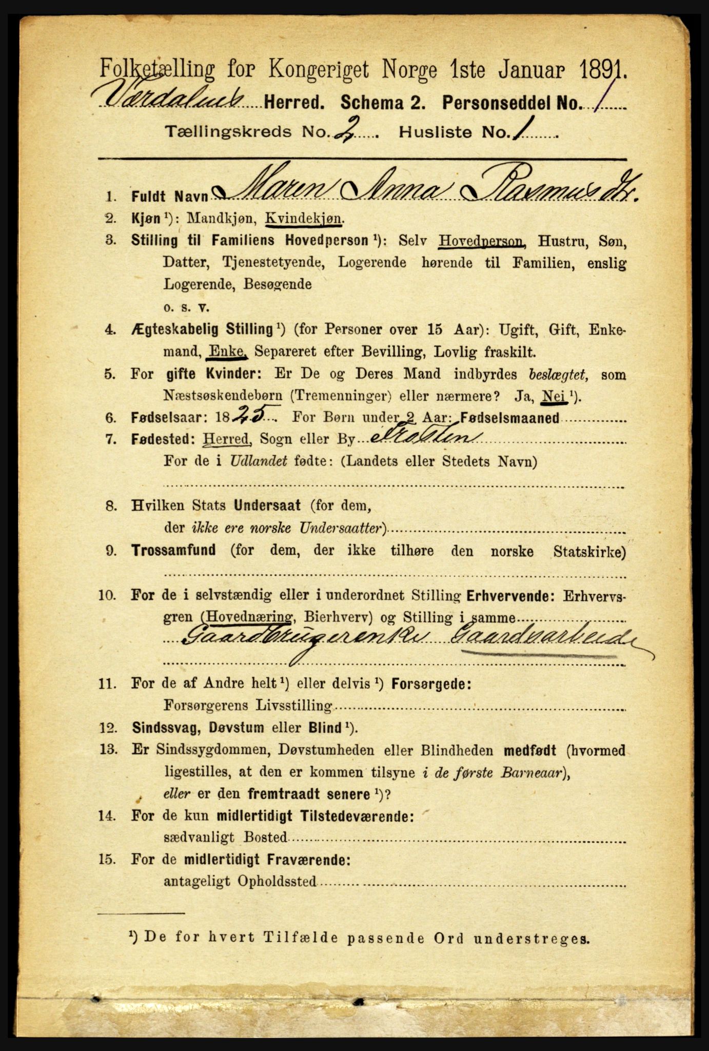 RA, 1891 census for 1721 Verdal, 1891, p. 785