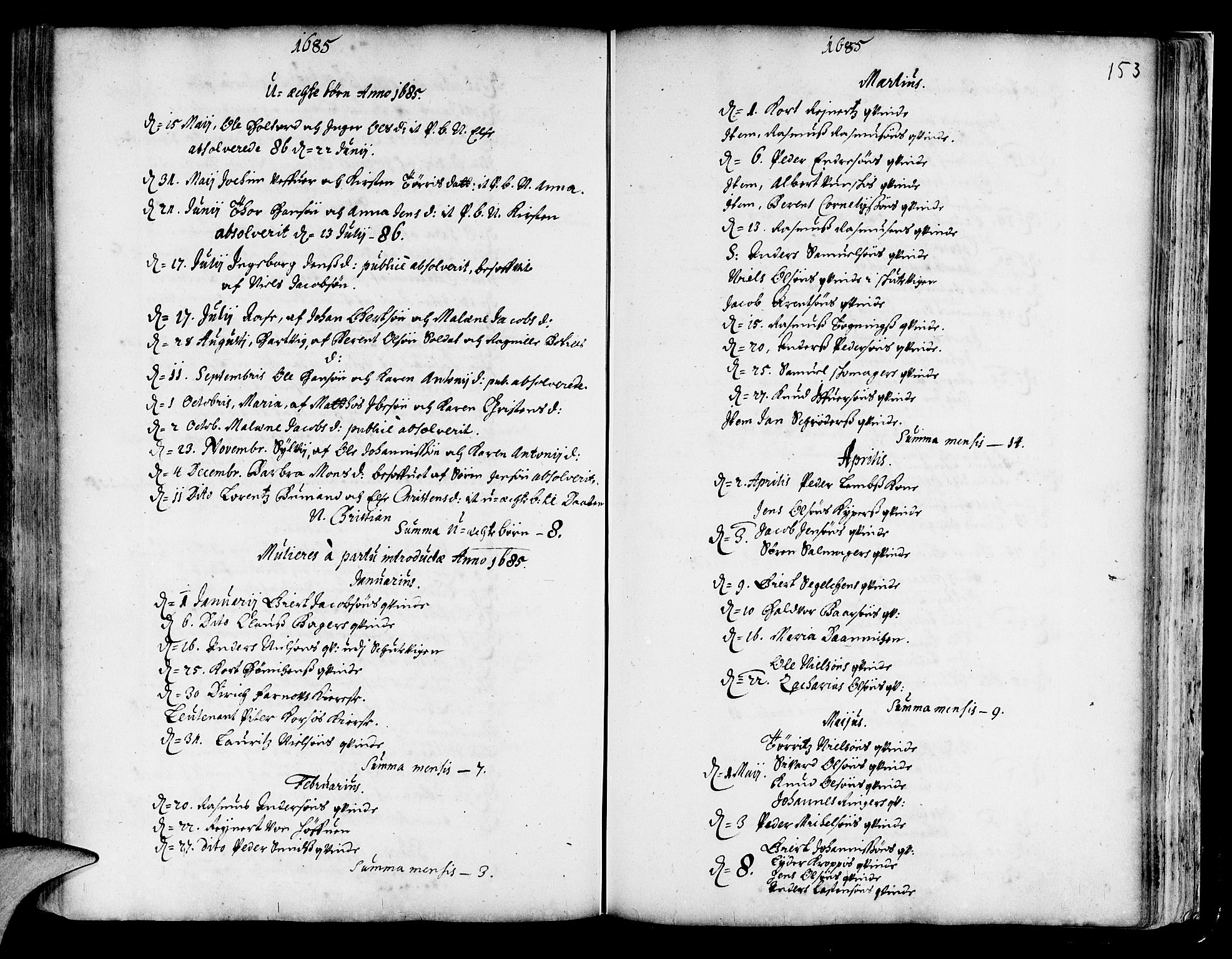 Korskirken sokneprestembete, SAB/A-76101/H/Haa/L0001: Parish register (official) no. A 1, 1674-1688, p. 153