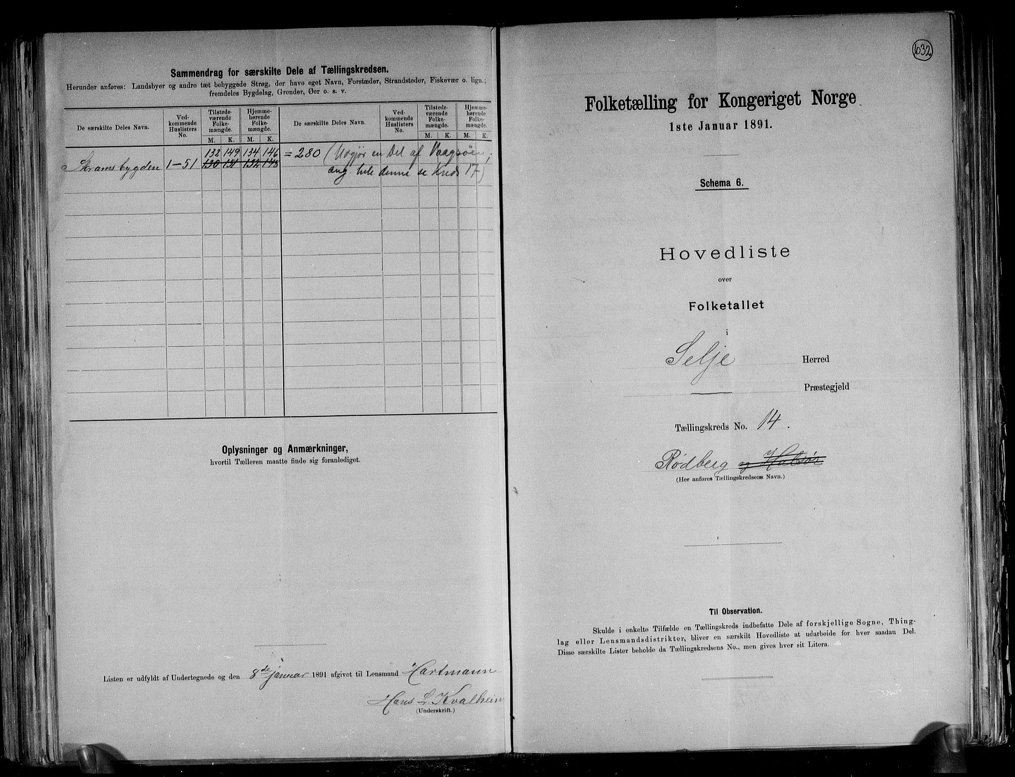 RA, 1891 census for 1441 Selje, 1891, p. 30