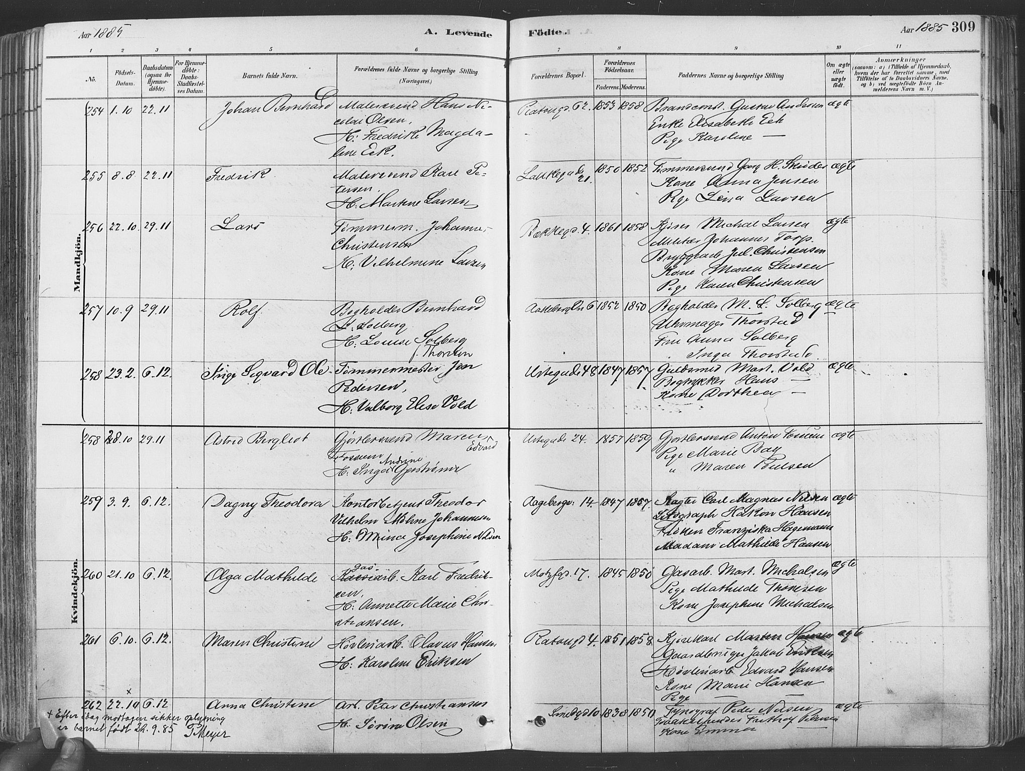 Grønland prestekontor Kirkebøker, AV/SAO-A-10848/F/Fa/L0007: Parish register (official) no. 7, 1878-1888, p. 309