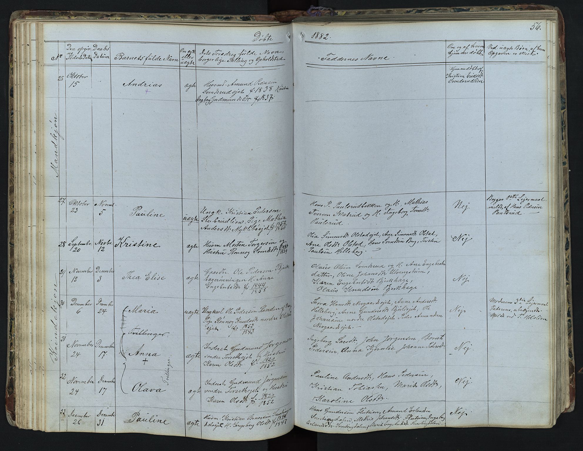 Vestre Gausdal prestekontor, SAH/PREST-094/H/Ha/Hab/L0001: Parish register (copy) no. 1, 1867-1895, p. 56