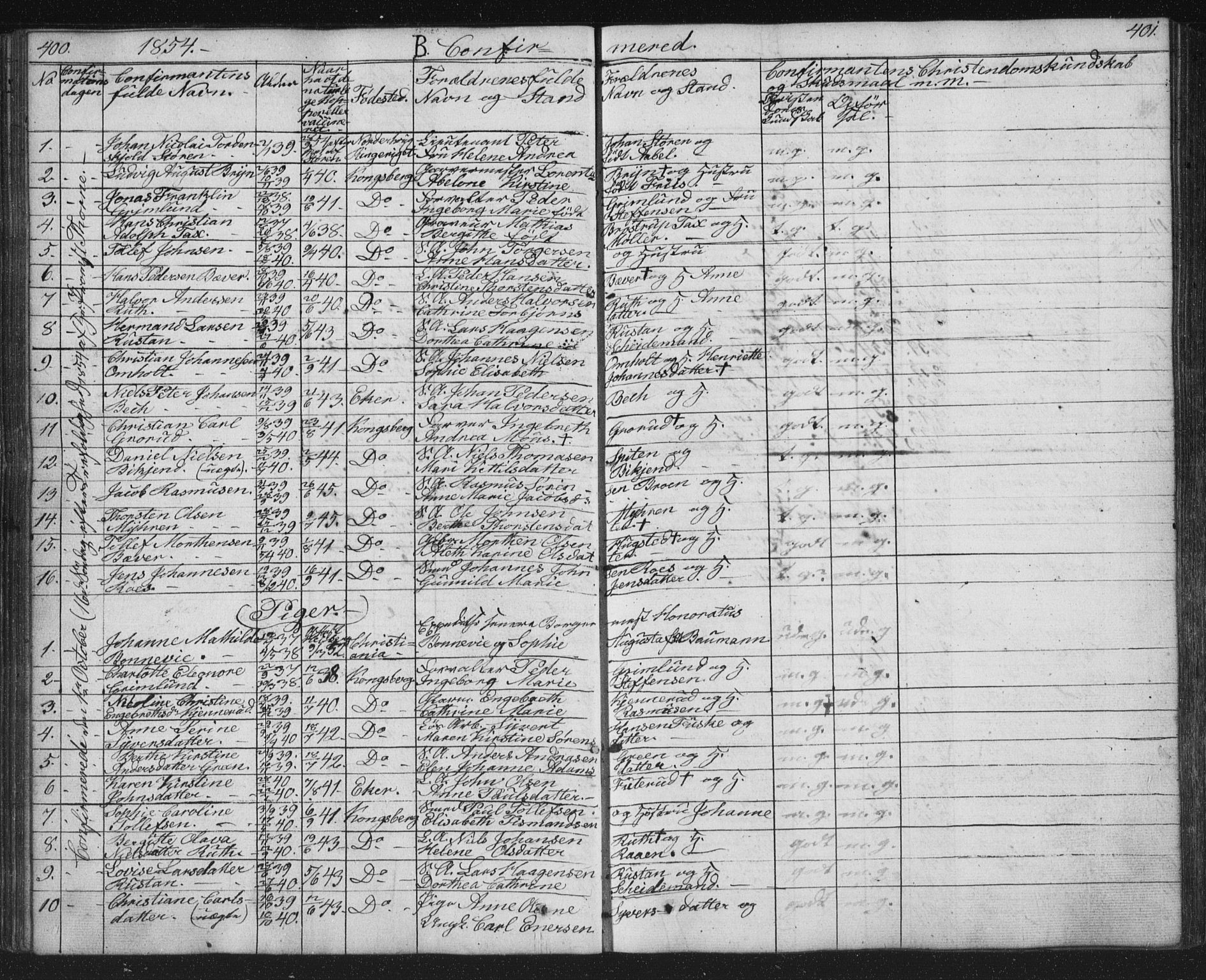 Kongsberg kirkebøker, AV/SAKO-A-22/G/Ga/L0002: Parish register (copy) no. 2, 1839-1858, p. 400-401