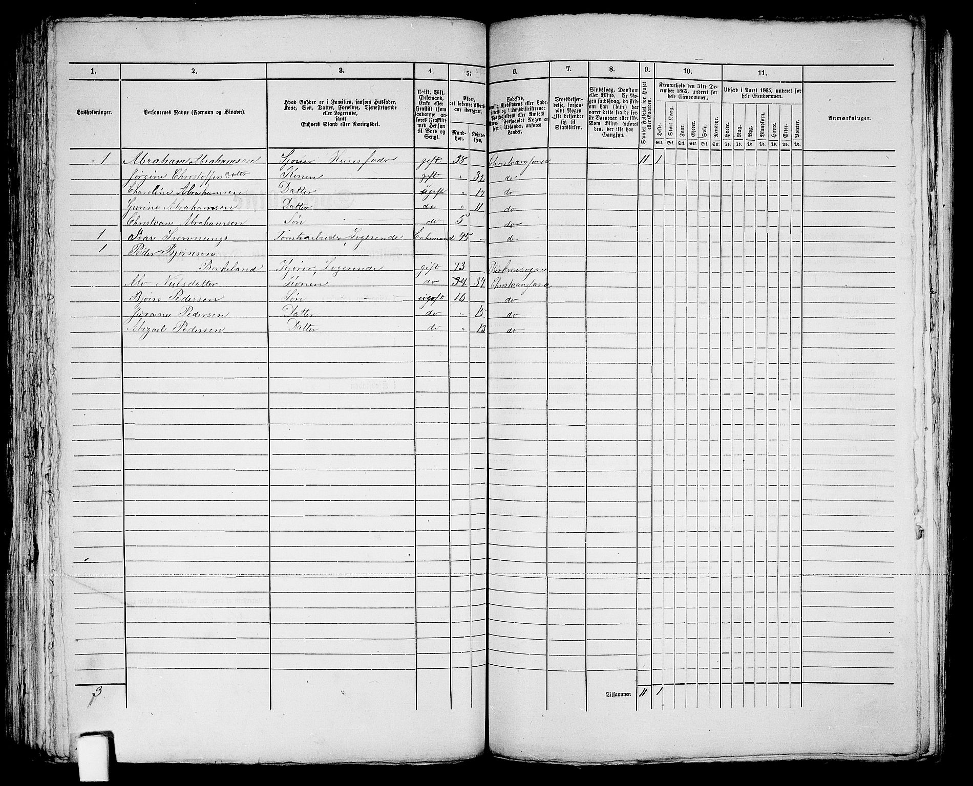 RA, 1865 census for Kristiansand, 1865, p. 1183