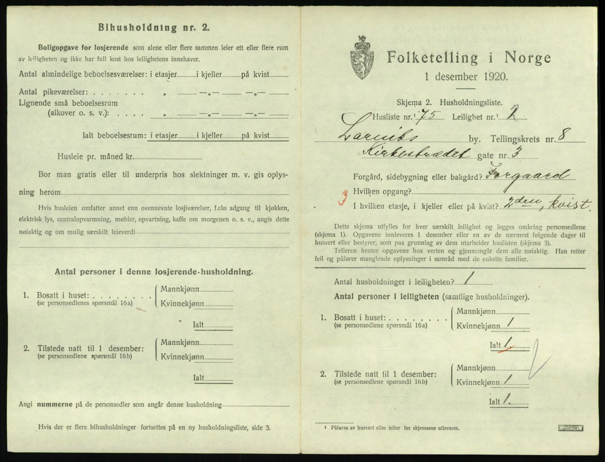 SAKO, 1920 census for Larvik, 1920, p. 6826