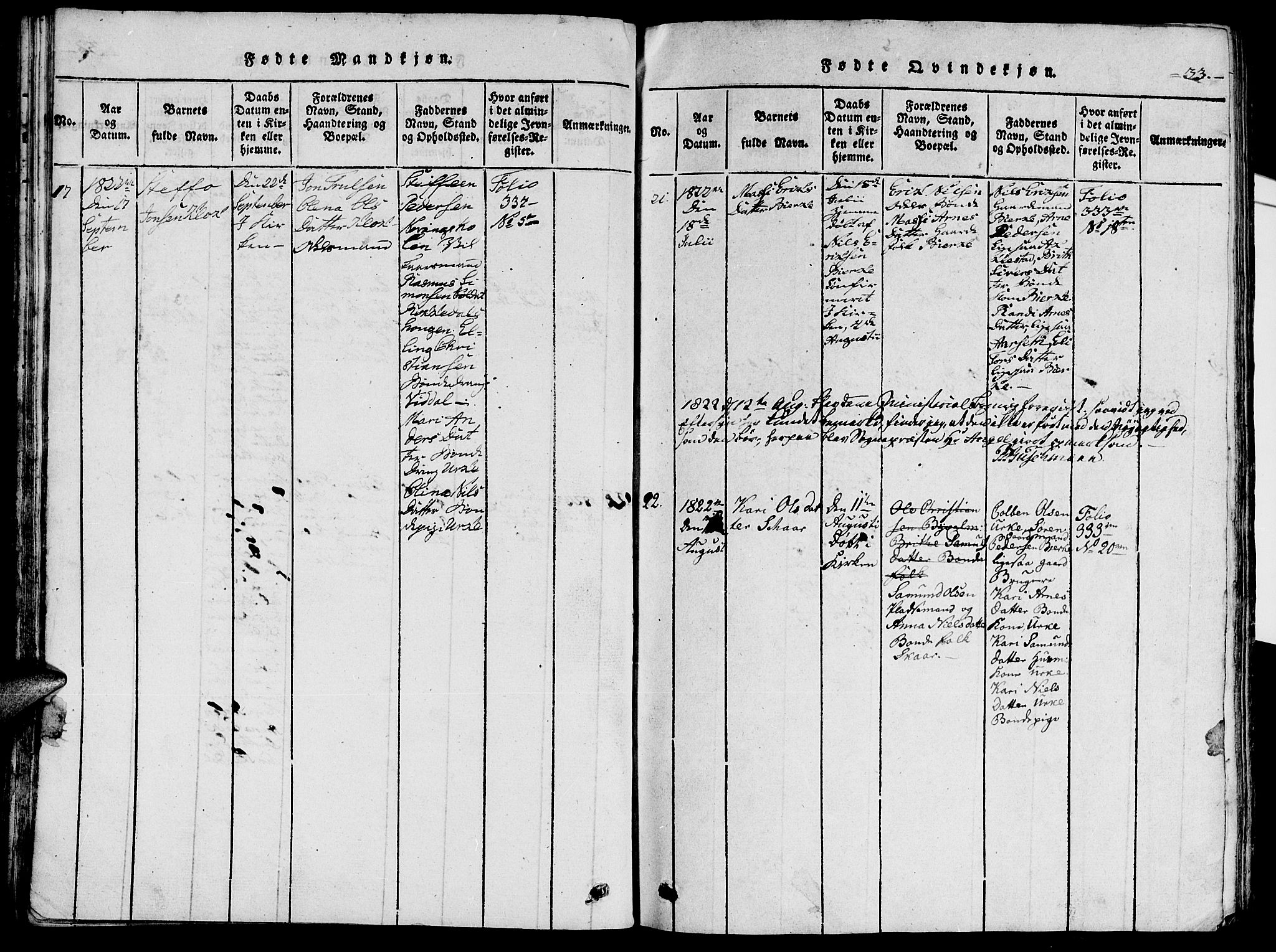 Ministerialprotokoller, klokkerbøker og fødselsregistre - Møre og Romsdal, AV/SAT-A-1454/515/L0207: Parish register (official) no. 515A03, 1819-1829, p. 33