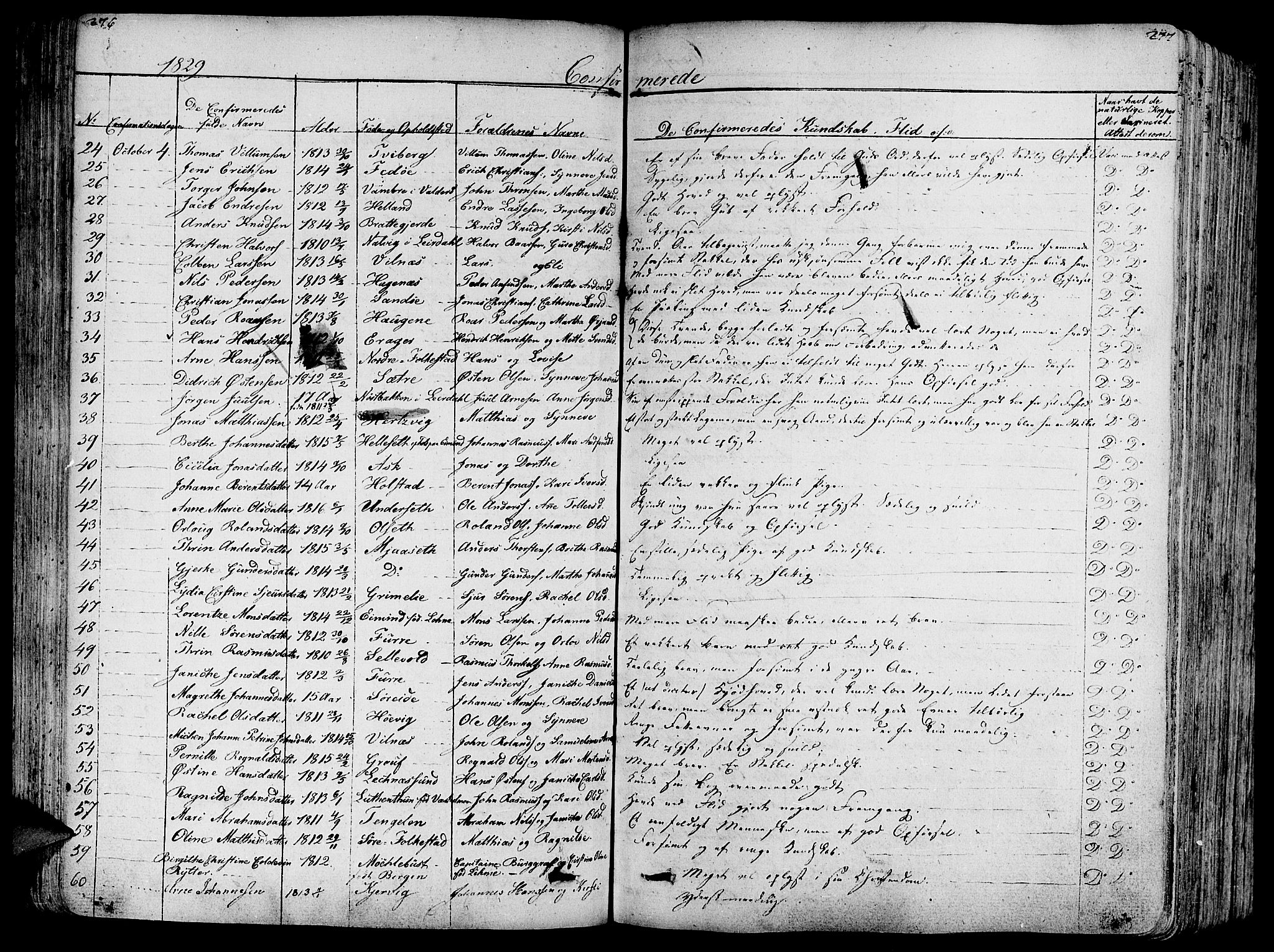 Askvoll sokneprestembete, AV/SAB-A-79501/H/Haa/Haaa/L0010: Parish register (official) no. A 10, 1821-1844, p. 276-277