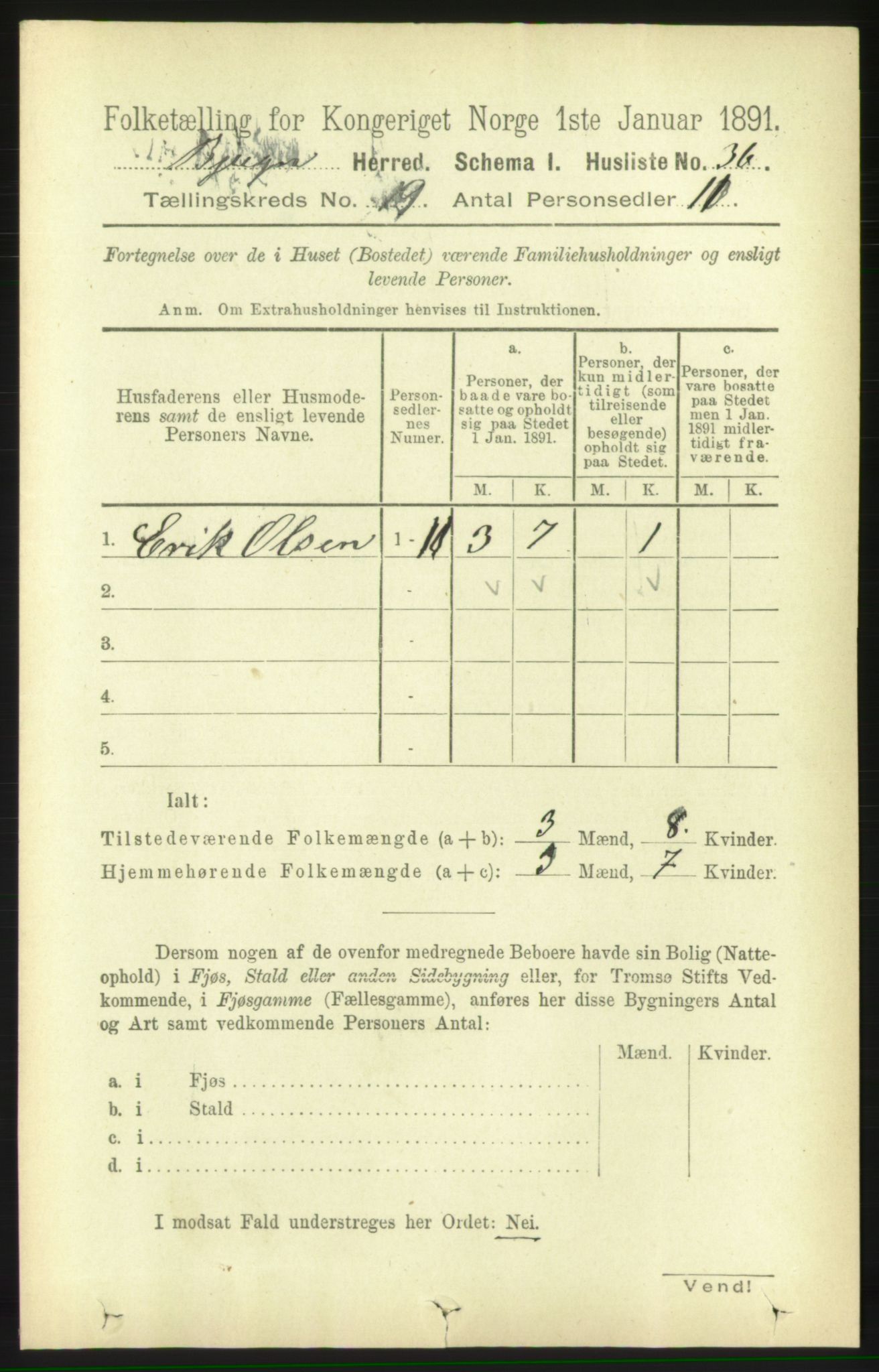 RA, 1891 census for 1627 Bjugn, 1891, p. 5086