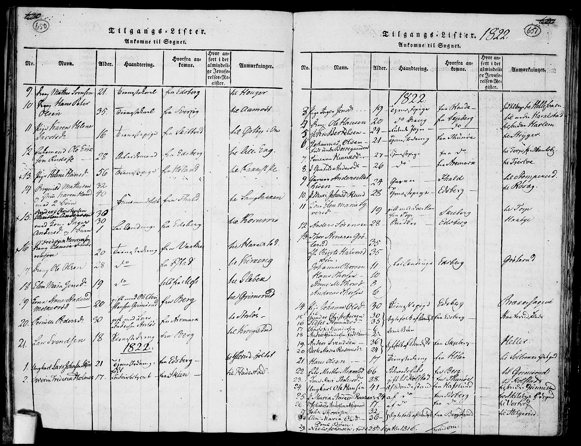 Rakkestad prestekontor Kirkebøker, SAO/A-2008/F/Fa/L0006: Parish register (official) no. I 6, 1814-1824, p. 650-651