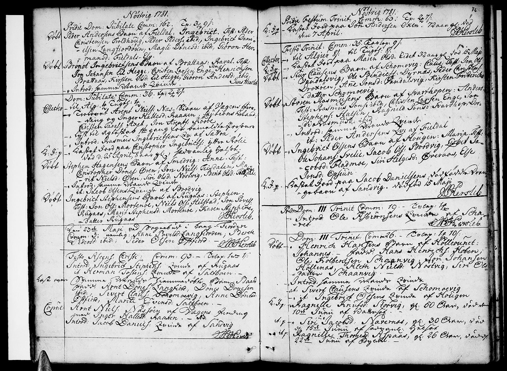 Ministerialprotokoller, klokkerbøker og fødselsregistre - Nordland, SAT/A-1459/814/L0222: Parish register (official) no. 814A03, 1752-1819, p. 76