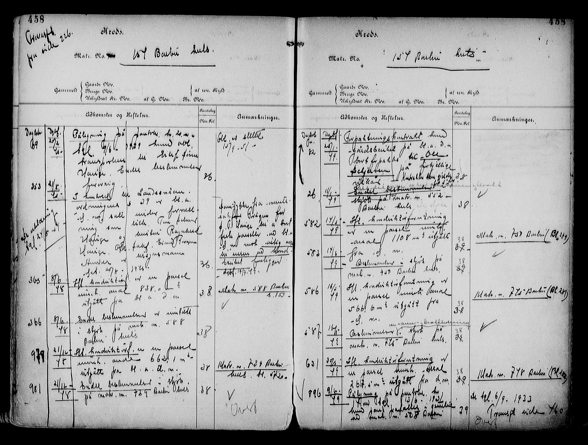 Arendal byfogd, AV/SAK-1222-0001/G/Ga/L0014: Mortgage register no. 12, 1865-1960, p. 458