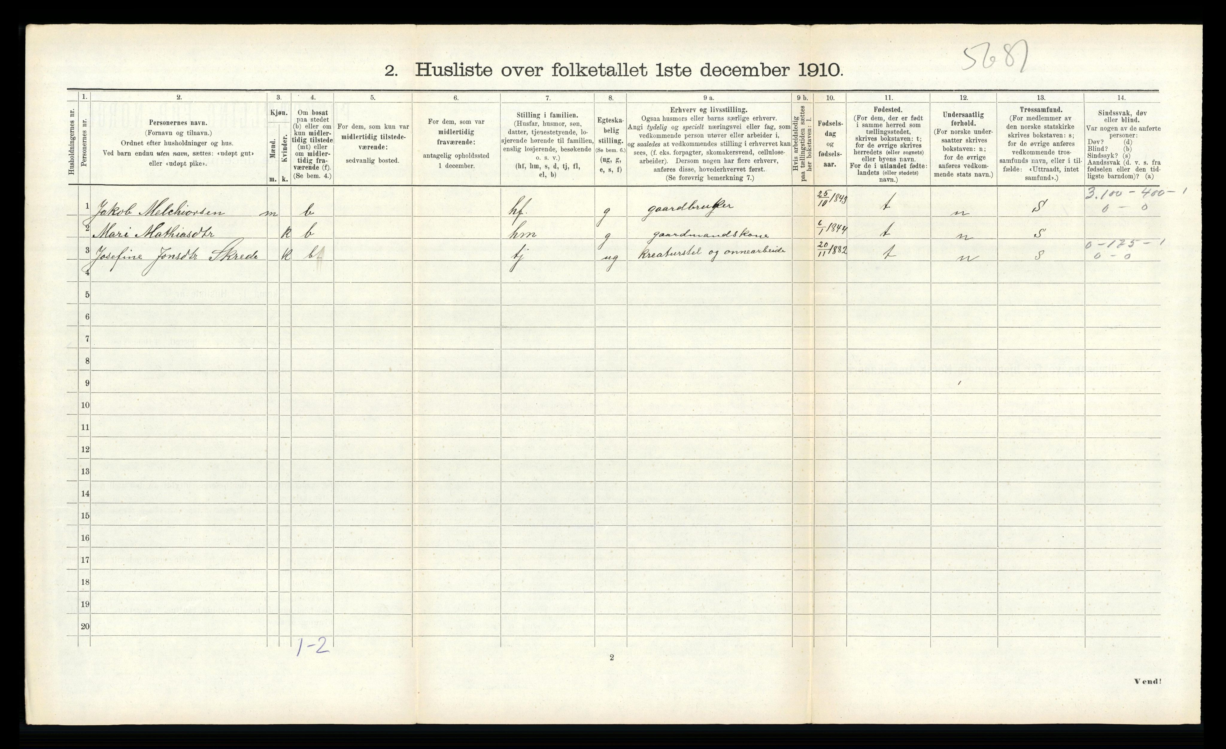 RA, 1910 census for Innvik, 1910, p. 873