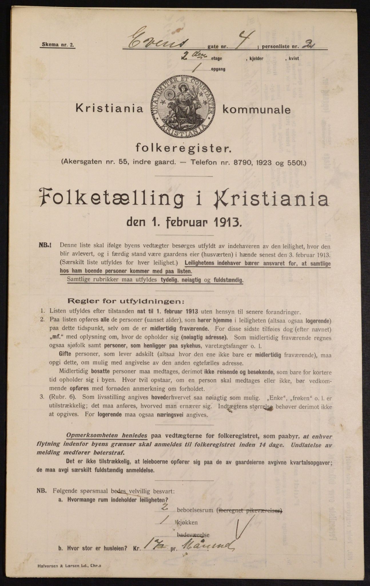 OBA, Municipal Census 1913 for Kristiania, 1913, p. 23019