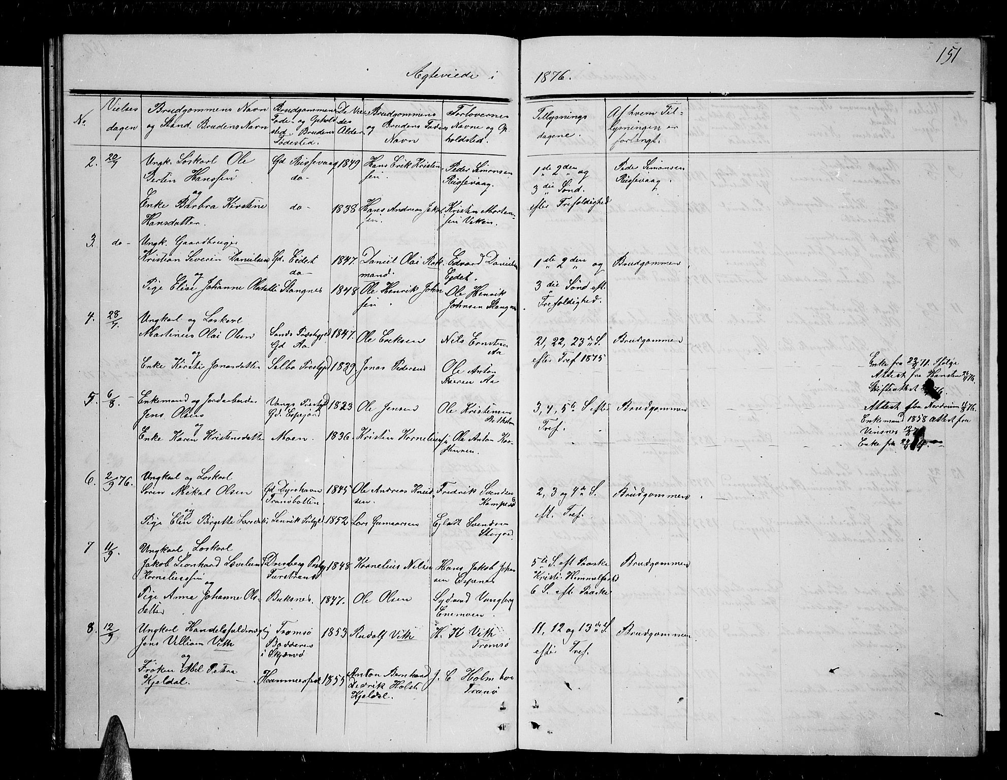 Tranøy sokneprestkontor, SATØ/S-1313/I/Ia/Iab/L0003klokker: Parish register (copy) no. 3, 1861-1887, p. 151
