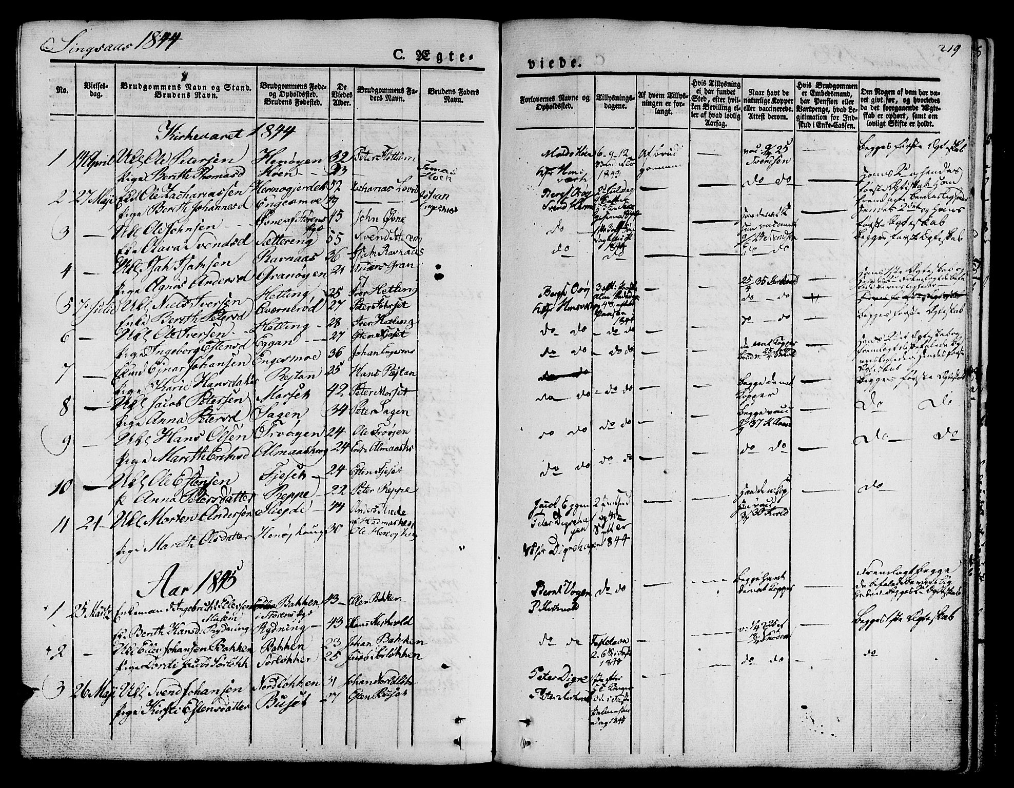 Ministerialprotokoller, klokkerbøker og fødselsregistre - Sør-Trøndelag, SAT/A-1456/685/L0958: Parish register (official) no. 685A04 /2, 1829-1845, p. 219