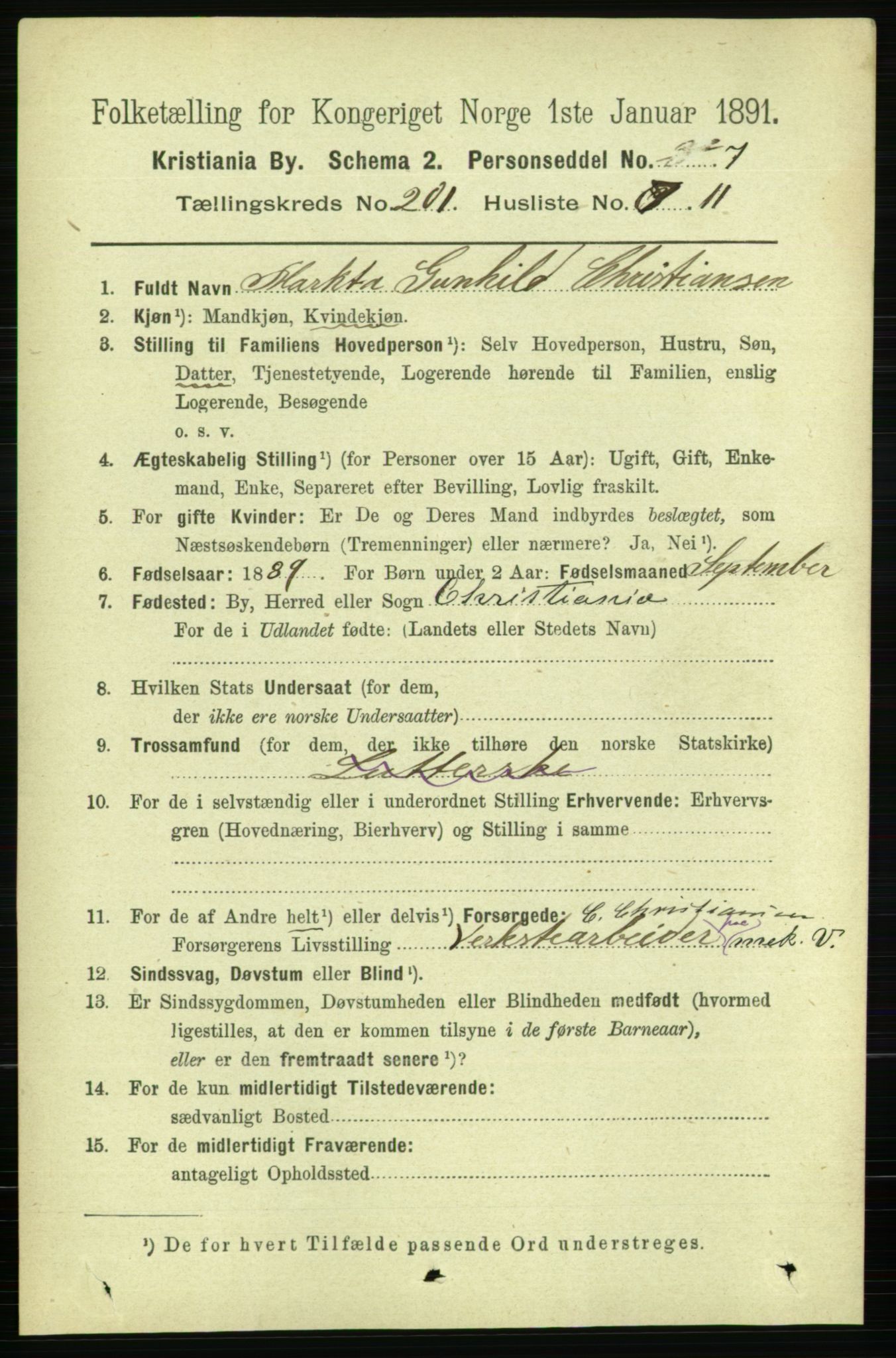 RA, 1891 census for 0301 Kristiania, 1891, p. 121070