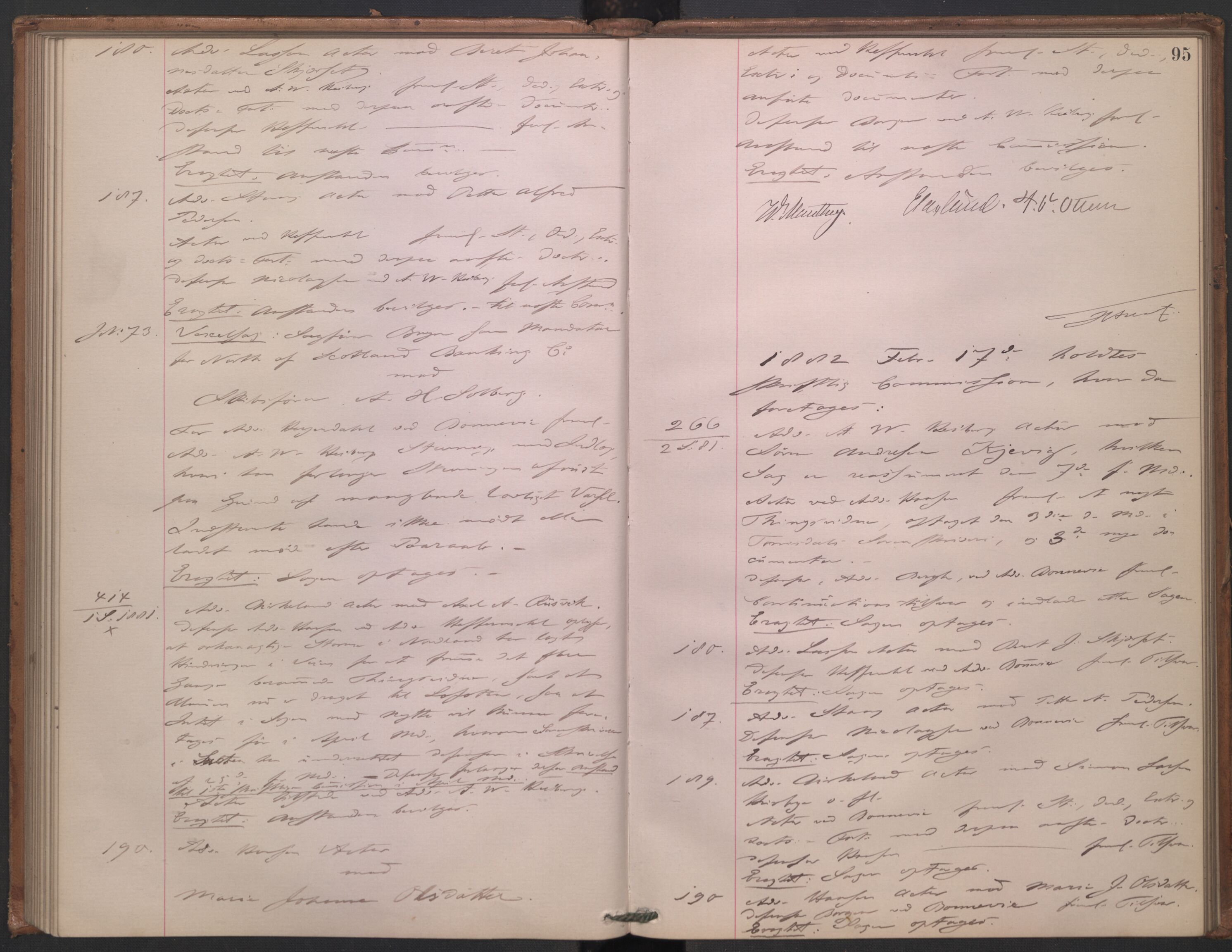 Høyesterett, AV/RA-S-1002/E/Ef/L0014: Protokoll over saker som gikk til skriftlig behandling, 1879-1884, p. 94b-95a