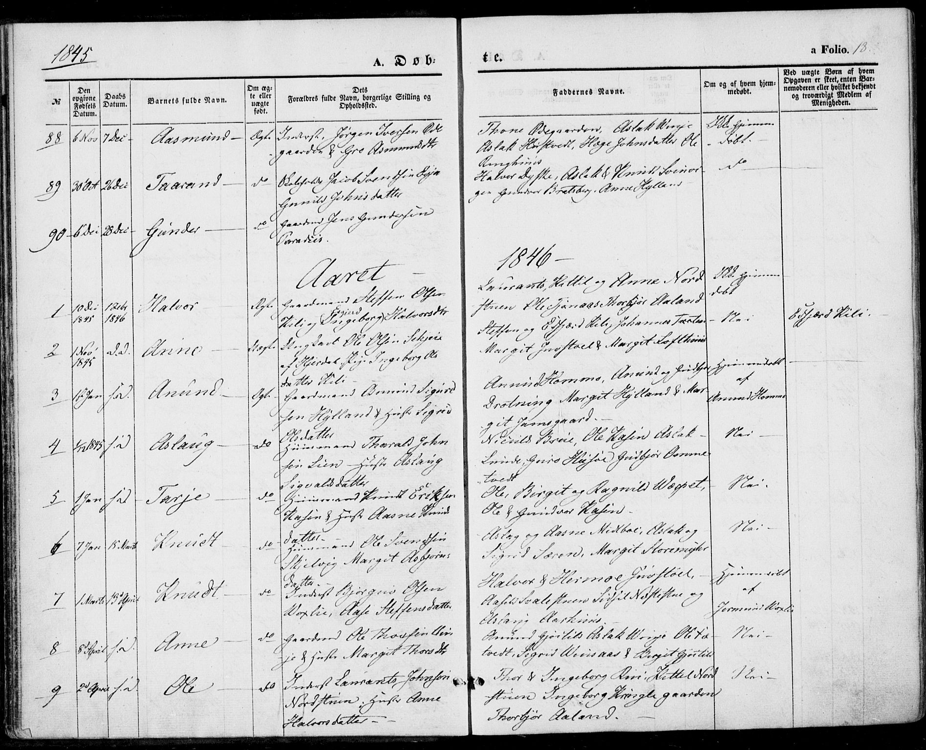 Vinje kirkebøker, AV/SAKO-A-312/F/Fa/L0004: Parish register (official) no. I 4, 1843-1869, p. 18