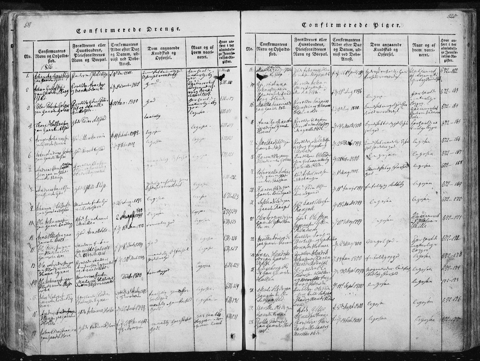 Ministerialprotokoller, klokkerbøker og fødselsregistre - Nord-Trøndelag, SAT/A-1458/717/L0148: Parish register (official) no. 717A04 /1, 1816-1825, p. 519-520
